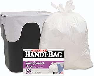 Handi-Bag Hab6fw130 Handi-Bag Super Value Pack, 8Gal, 0.6Mil, 22 X 24, White, 130/Box