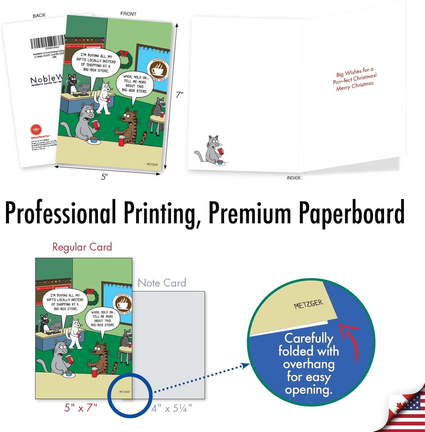 NobleWorks 12 Funny Christmas Cards w/5 x 7 Inch Envelopes (1 Design, 12 Each) - Local Gifts C8764XSG-B12x1