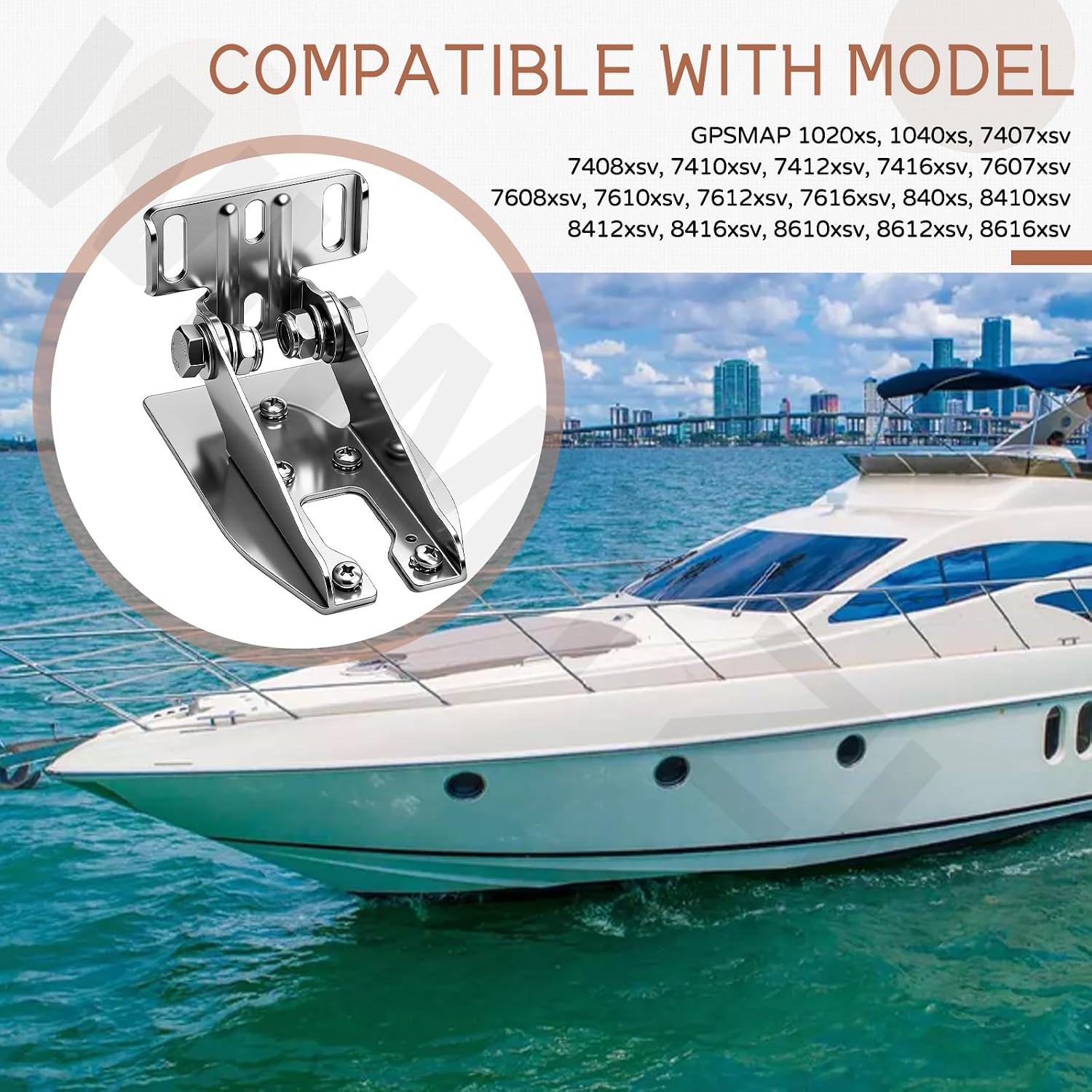 010-12006-11 Heavy Duty Transom Mount with Spray Sheild Compatible with Garmin Echo/EchoMap/GPSMAP/GT 4pin/8pin/12pin Transducer