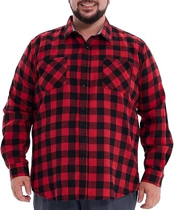 Flannel Shirt for Men Big and TallXL Big-6XL Big Tall Plaid Button Down