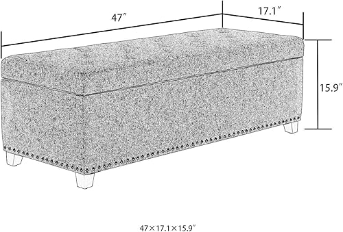 Miniatura 3 de Homebeez Banco otomano de almacenamiento de 51 pulgadas, reposapiés de piel sintética para sala de estar y dormitorio (naranja oscuro)