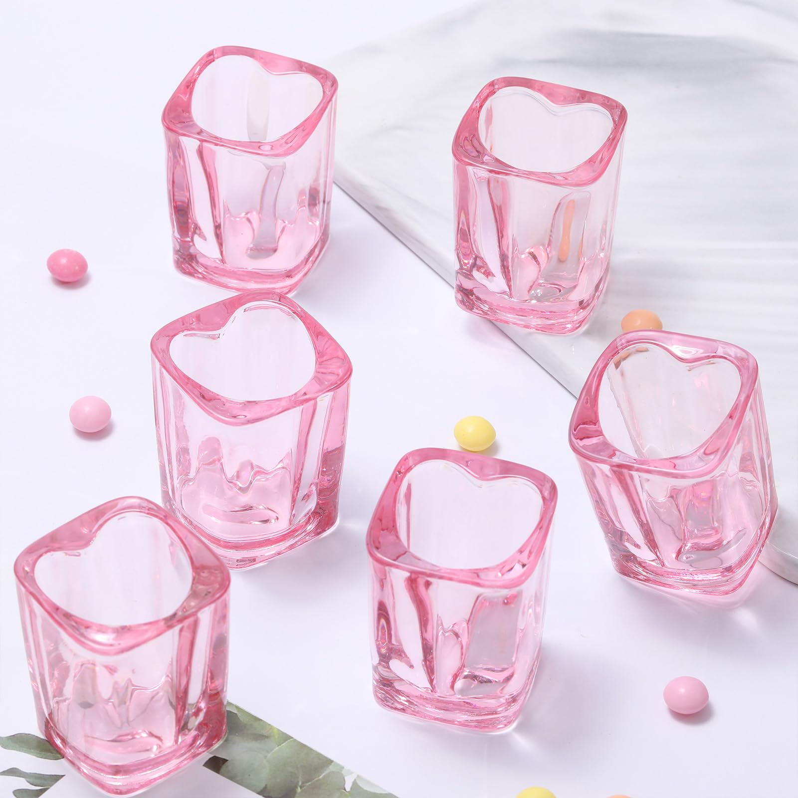 Lot De 6 Verres à Shot En Forme De Cœur Rose – 59 Ml – Parfaits Pour Bar, Cocktails Ou Expresso