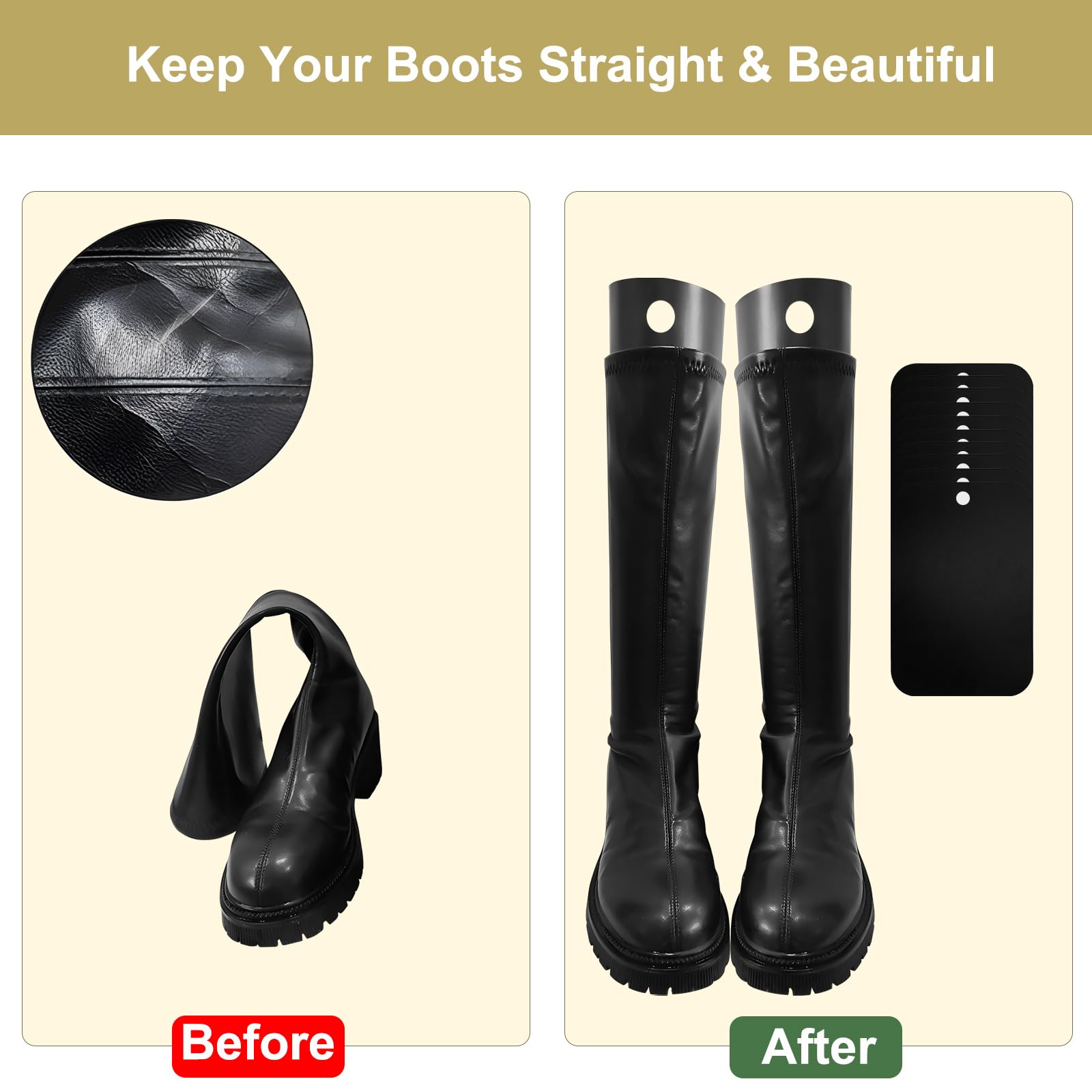Rierously 10 piezas de plástico bota árbol, altas bota moldes insertos, negro, mantienen las botas en posición vertical para señoras y hombres (32cm)