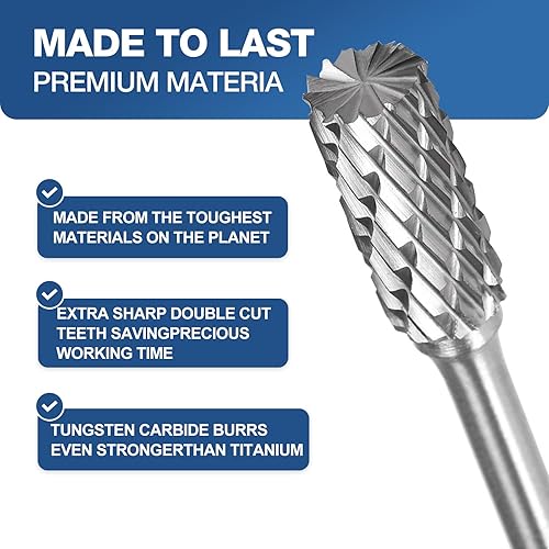 Miniatura 4 de Juego de fresas de carburo compatible con Dremel de 18 pulgadas, 10 piezas, herramienta rotativa para herramientas rotativas Dremel para taladro,