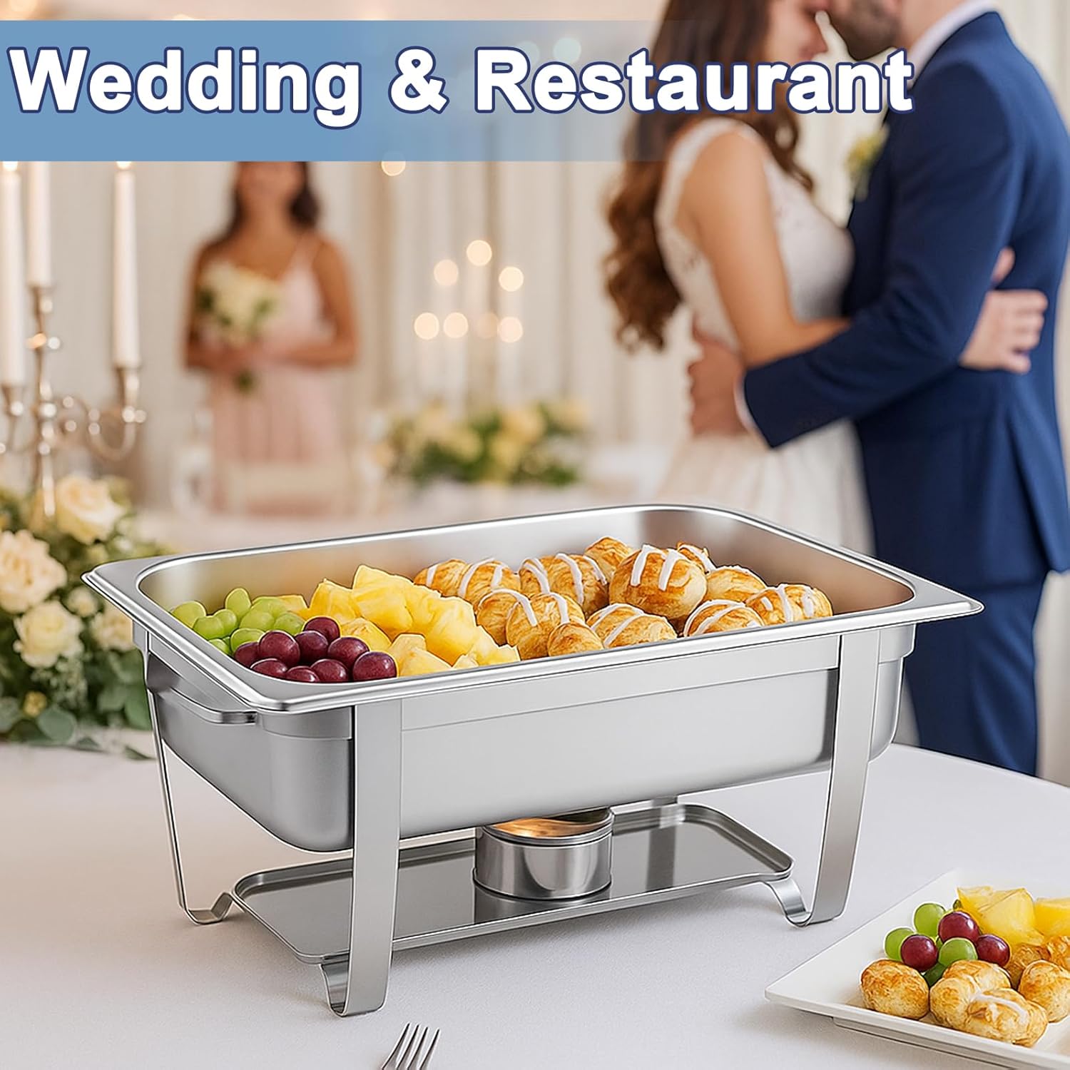 4 Pack 1/2 Half Size Hotel Pans, 4 Inch Deep Stainless Steel Steam Table Pans Breading Tray Buffet Food Pan, Square Commercial Hotel Pan for Chafing Dishes, Restaurants, Party Catering Supplies - Image 9