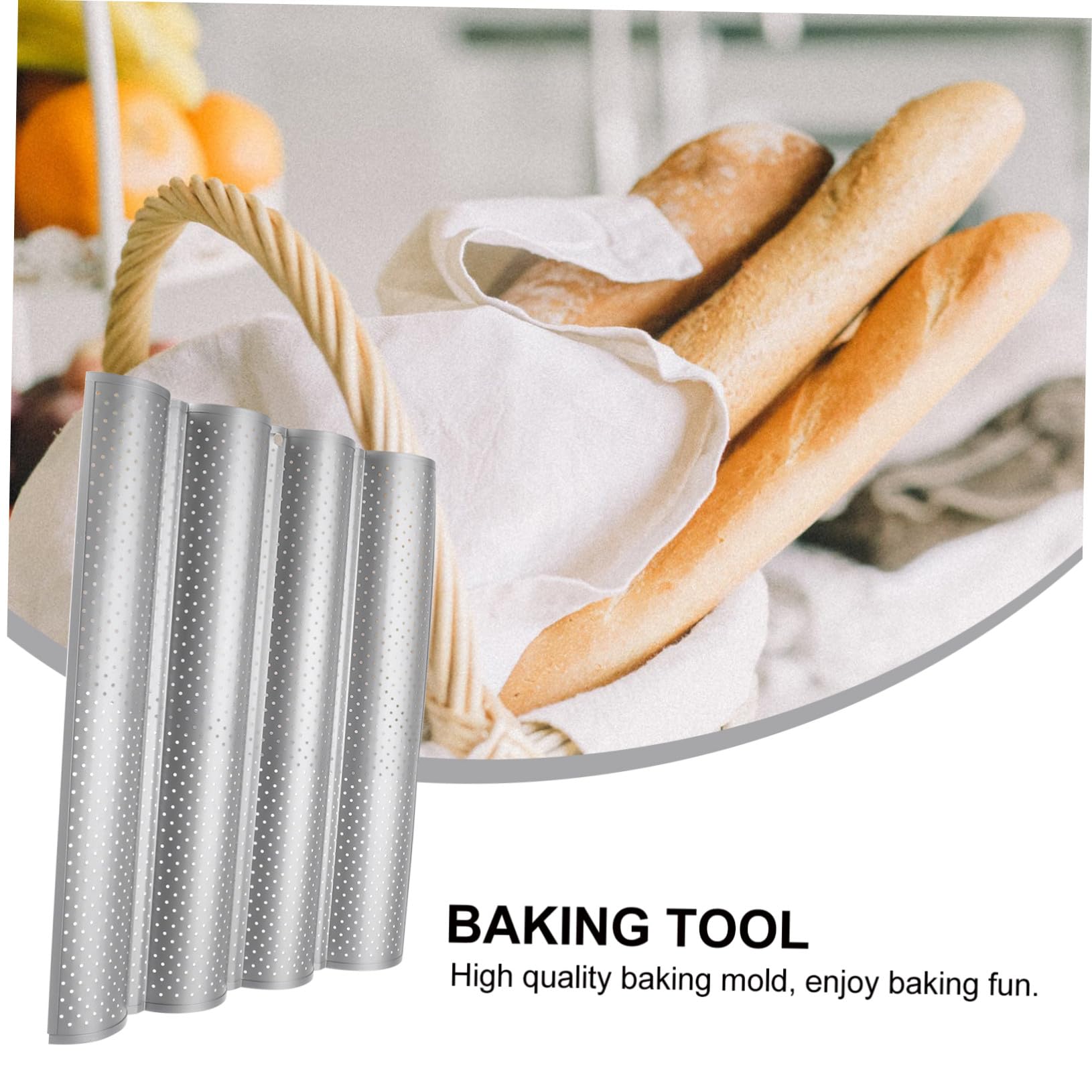 BESTYASH Backblech aus Edelstahl Wellenform Baguette Backform für Französisches Brot Antihaftbeschichtet Backzubehör für Heim und Profi Backen