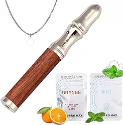 Colar de respiração removível 2 em 1 e inalador sem fumaça para gerenciamento de atenção plena, estresse e hábitos - Cápsulas recarregáveis de perfume duplo (menta e laranja) para adultos