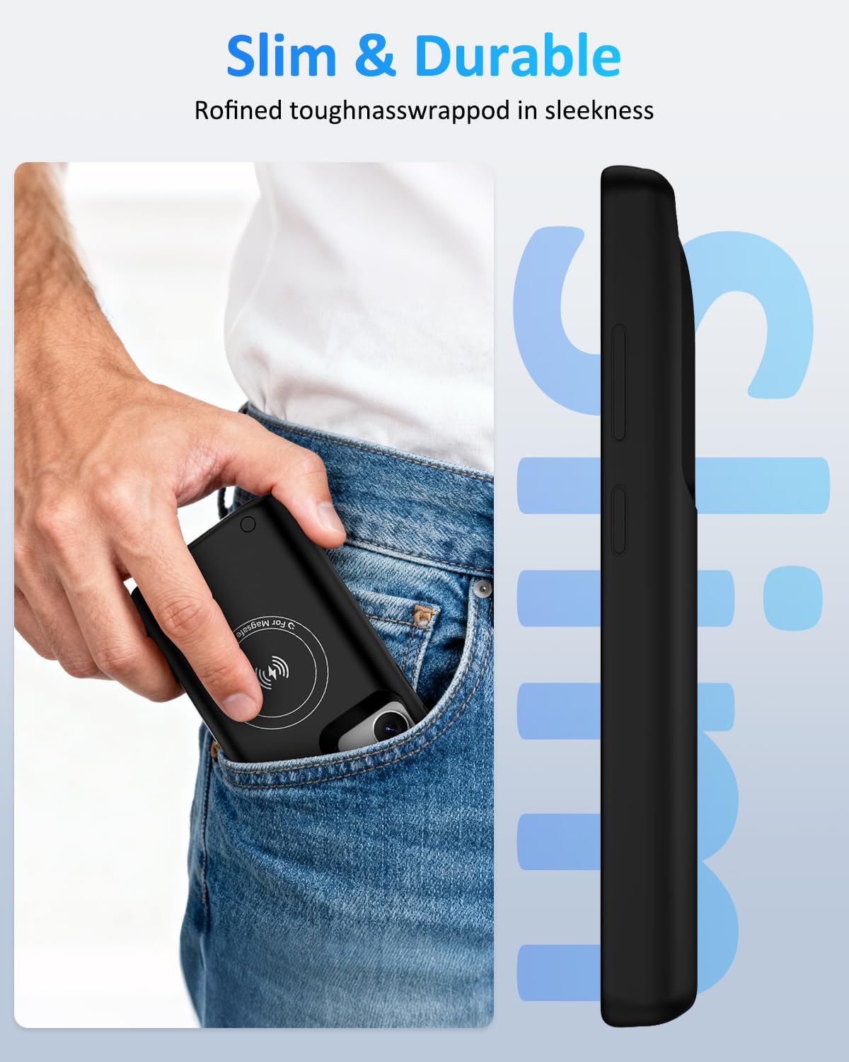 Custodia con Batteria per Samsung Galaxy S24 Ultra (6,8''), 15000mAh Cover Batteria Portatile di Ricarica Wireless Ricaricabile Magnetica Power Bank Caricabatterie con Tecnologia GAN