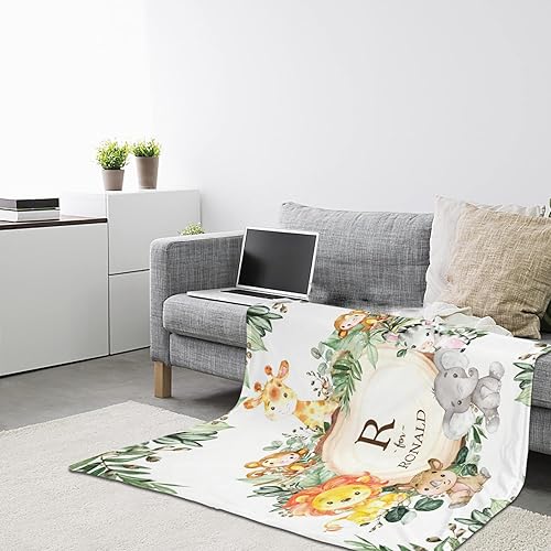 Miniatura 6 de Manta de bebé personalizada de animales de la selva con nombre, manta de bebé personalizada para niños y niñas, manta de aventura que espera cosas,