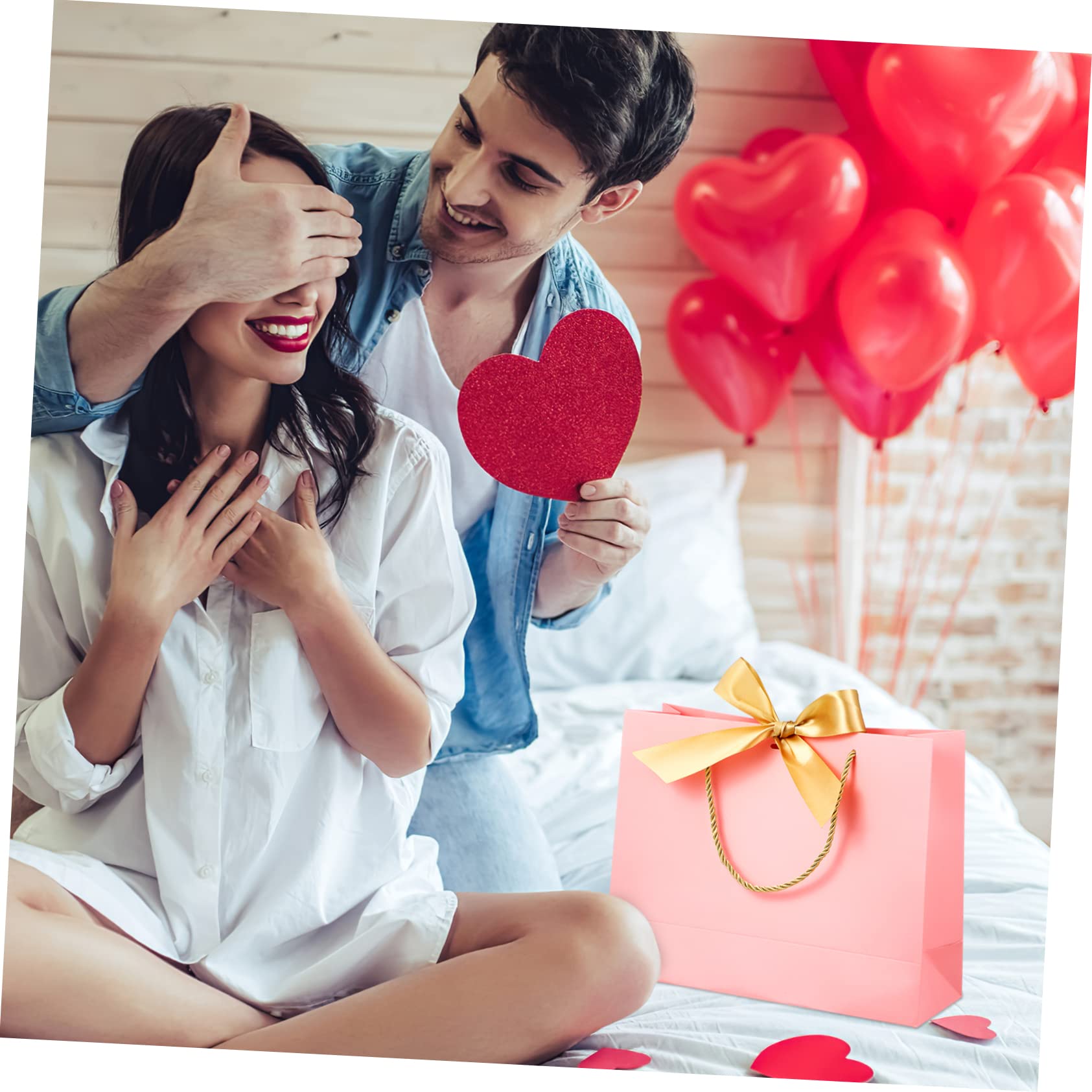 PartyKindom 10stücke Papier Geschenktüten Mit Henkeln Und Schleifen Geschenkverpackungstüten Für Hochzeiten Partys Geburtstage Feiertage Und Feste Kleine Und Große Geschenktüten Für Vielseitig