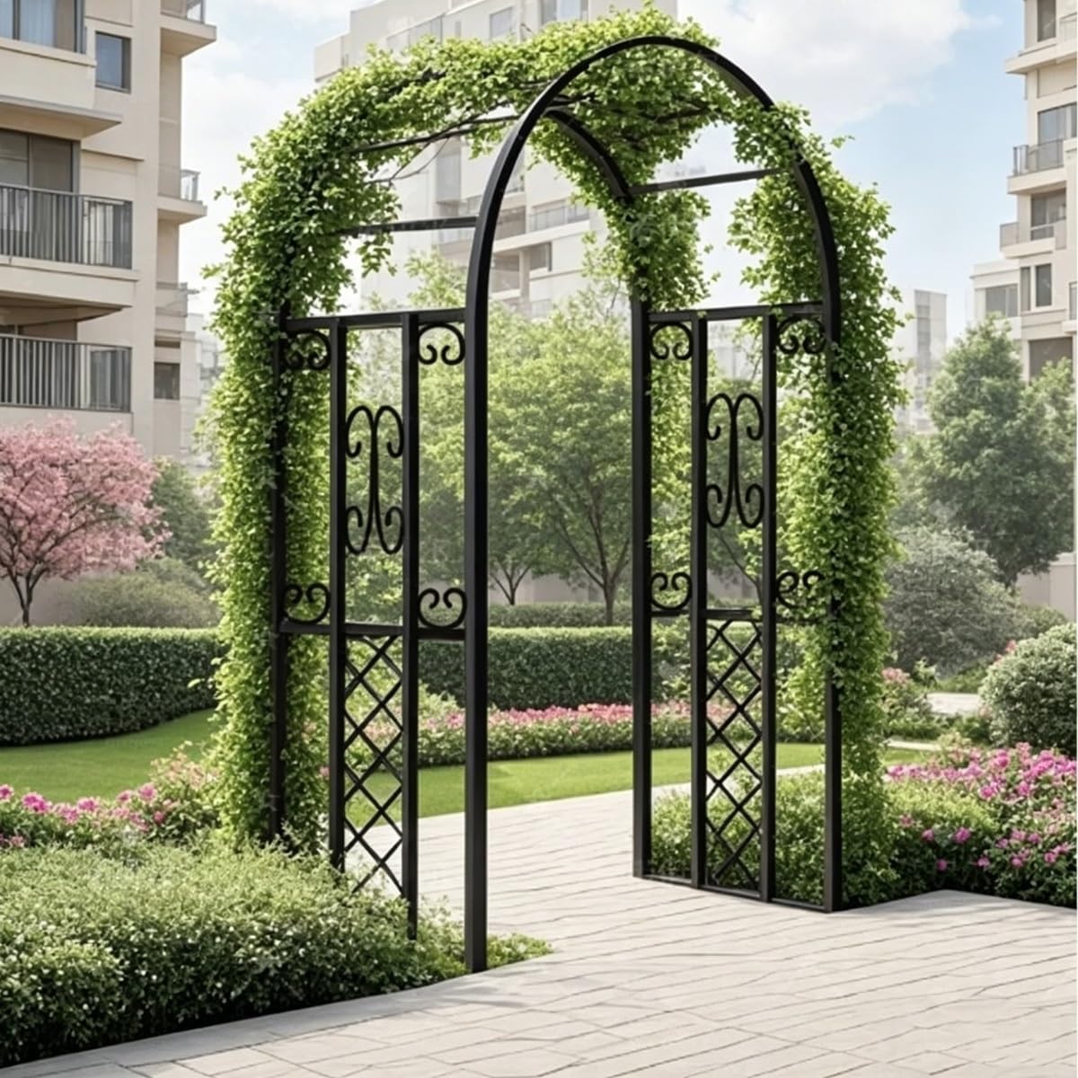 Gar Arch Trellis do roślin pnących 220 cm metalowy łuk różany z ziemią kes na zewnątrz wsparcie Ele biały design