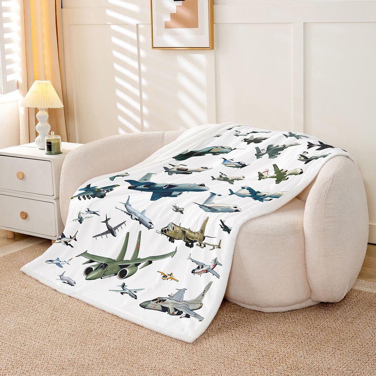 Couverture avion 130x150cm Homewish plaid polaire canape pour enfant