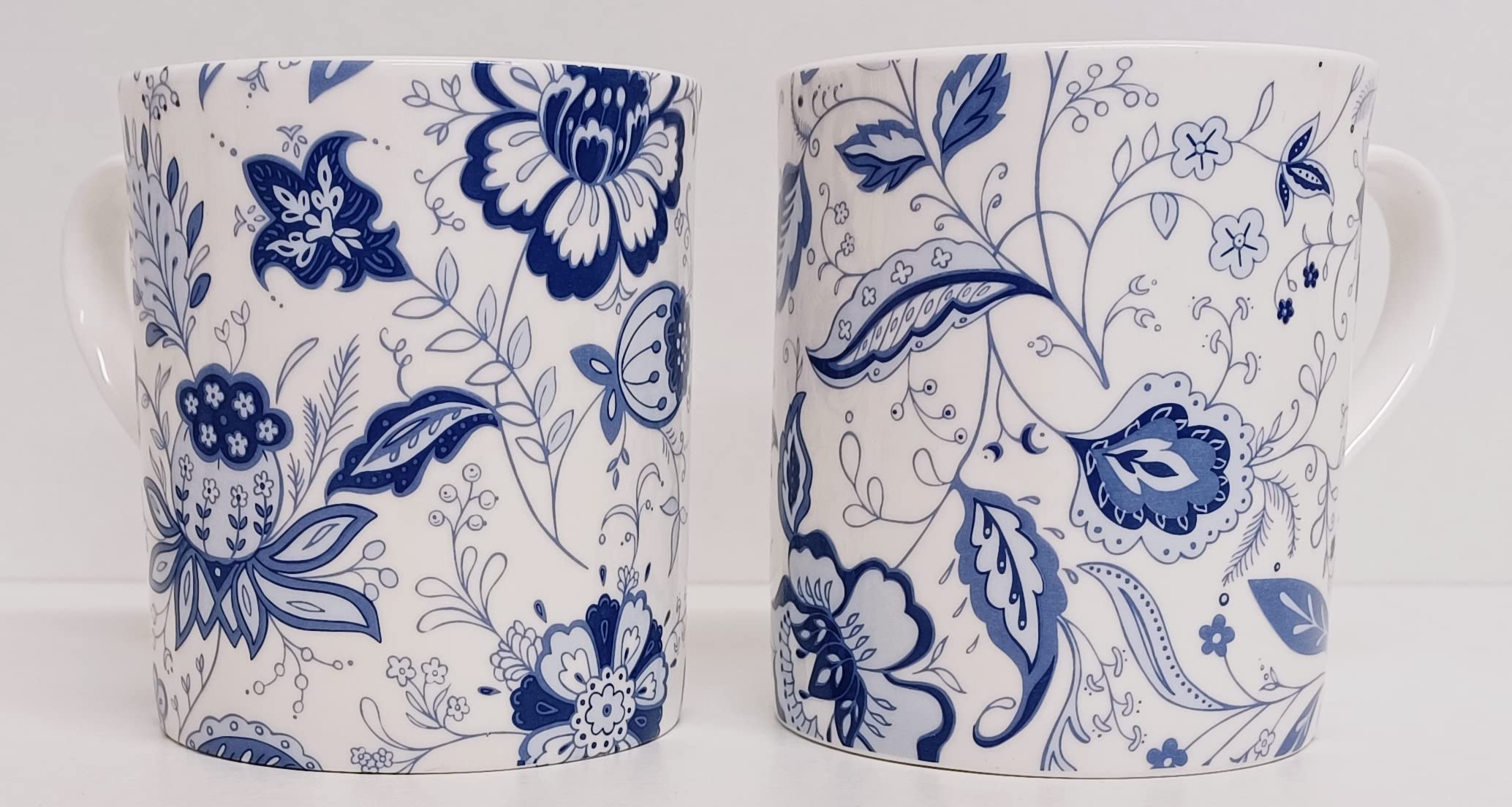 Blue Persia Mugs Set 6 kubków Fine Bone China Blue & White Floral Oriental Balmoral 250 ml kubki ręcznie dekorowane UK
