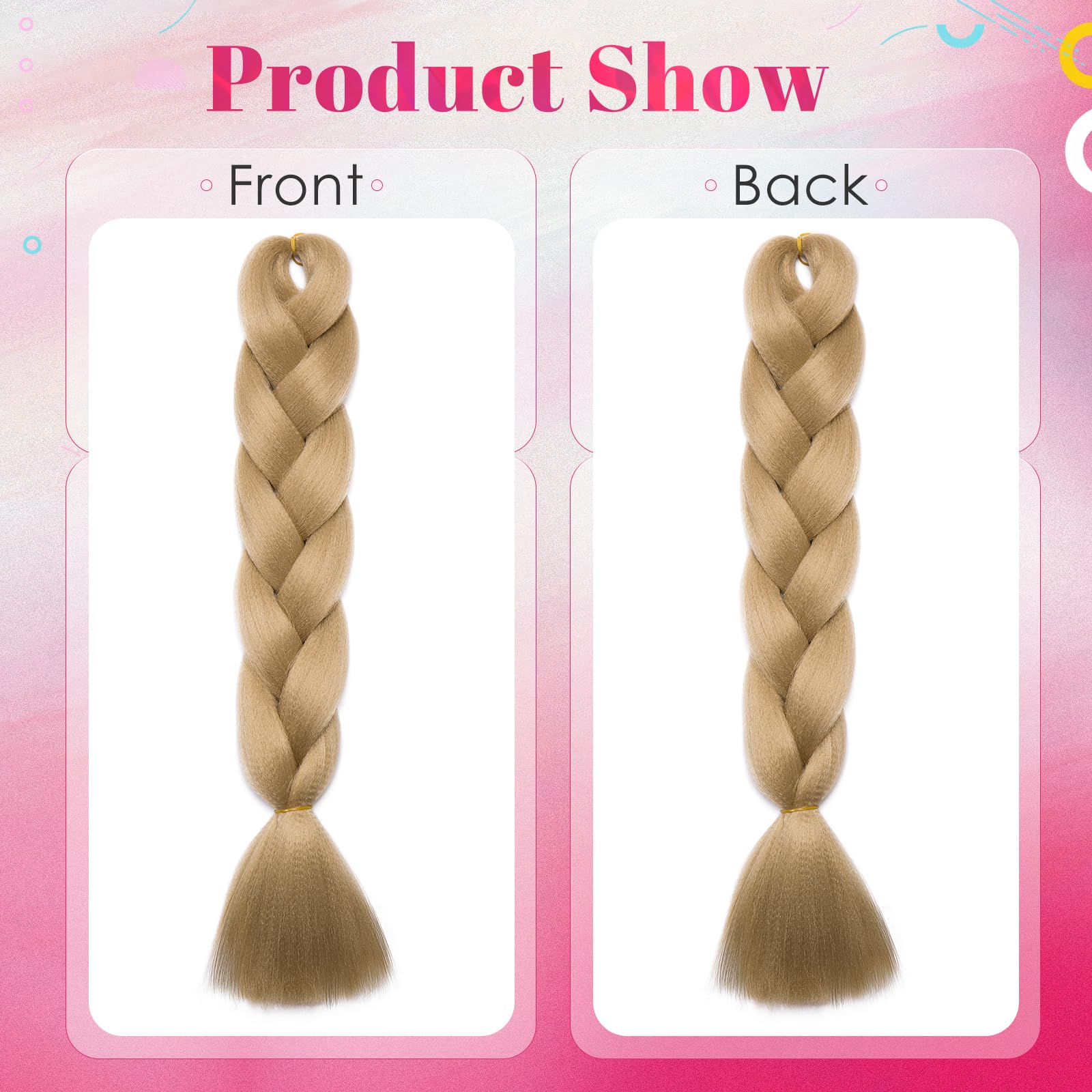 Benehair 3 Packs 24 Inch Braid Extensions Jumbo Box Braiding Hair for Twist Colorful Synthetic Hair Extensions for Braiding Blonde Hair Extensions for Women(3 Packs - Image 3