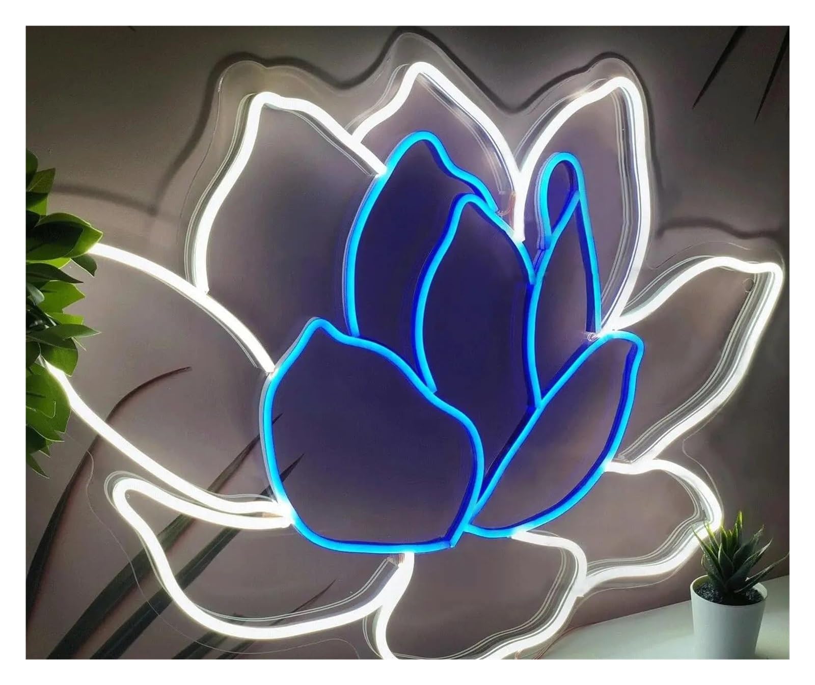 LEMST Signs Lamp Lotus Flower Neon Sign USB Powered Adjustable Brightness Custom Neon Lights for Home Wall Decor 30cmx40cm(C)