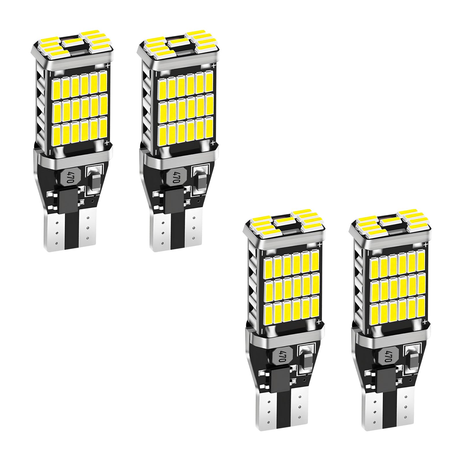 4 PCS Car LED Reverse Lights, T15 45SMD 4014 12V Canbus Error Free LED Brake Light Turn Signal Bulb, 6500K Super Bright Cargo Backup Lights Tail Lamp for Most Vehicles (White) - 1