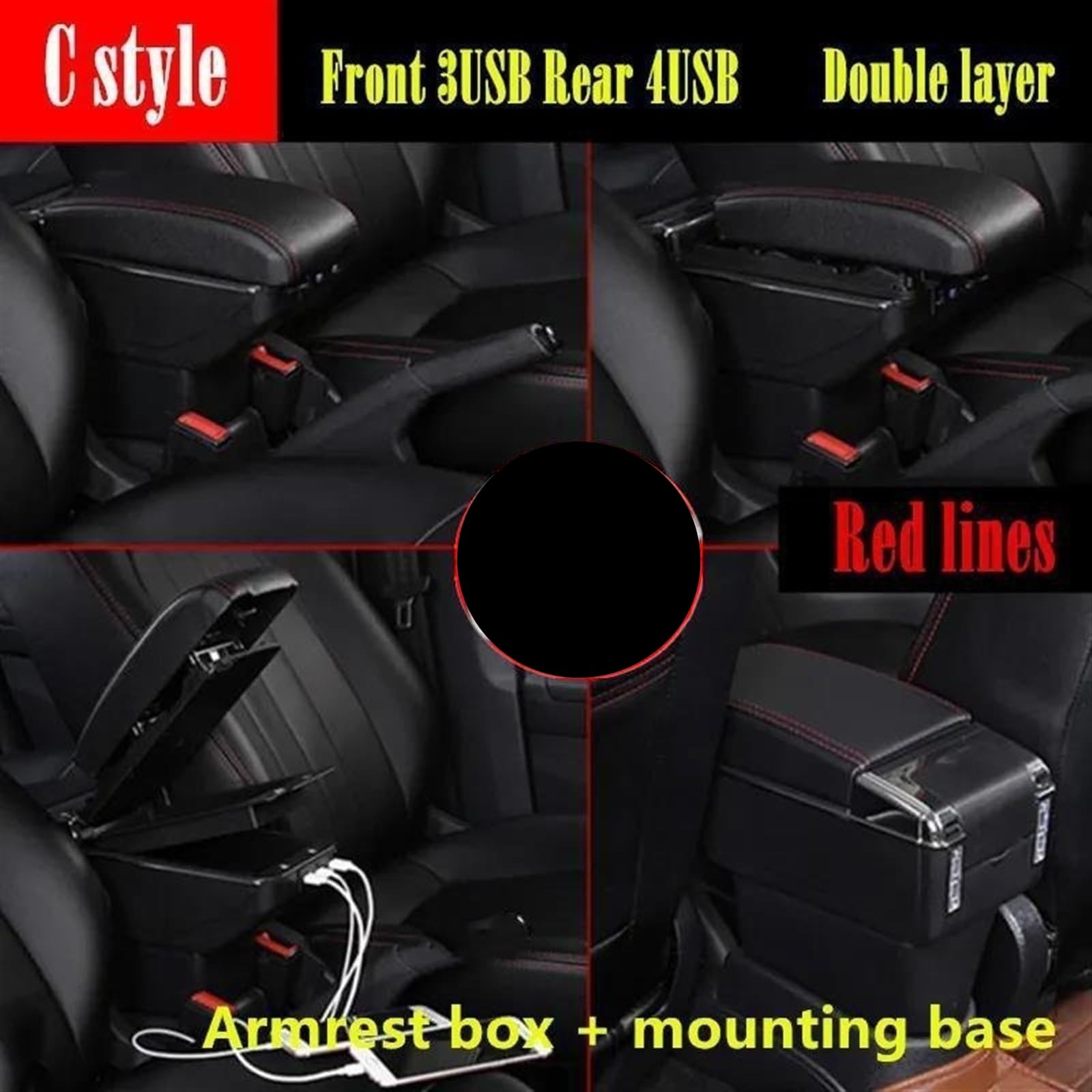 Mittelarmlehne für FIAT Panda Cross 4x4, Auto Mittelarmlehne Auto Mittelkonsole Armlehne Box Auto-Multifunktions-Staufach Organizer Innenraum Zubehör
