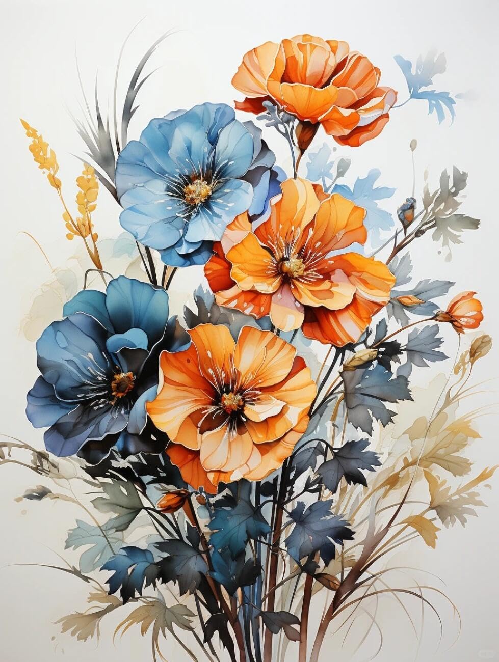 RKFLGEW Flowers 14CT Stamped Cross Stitch Kit Watercolor Pansies Cross-Stitch Kits for Beginner Or Adults,DIY Easy Counted Needlework Embroidery Set Home Decoration 40x50cm