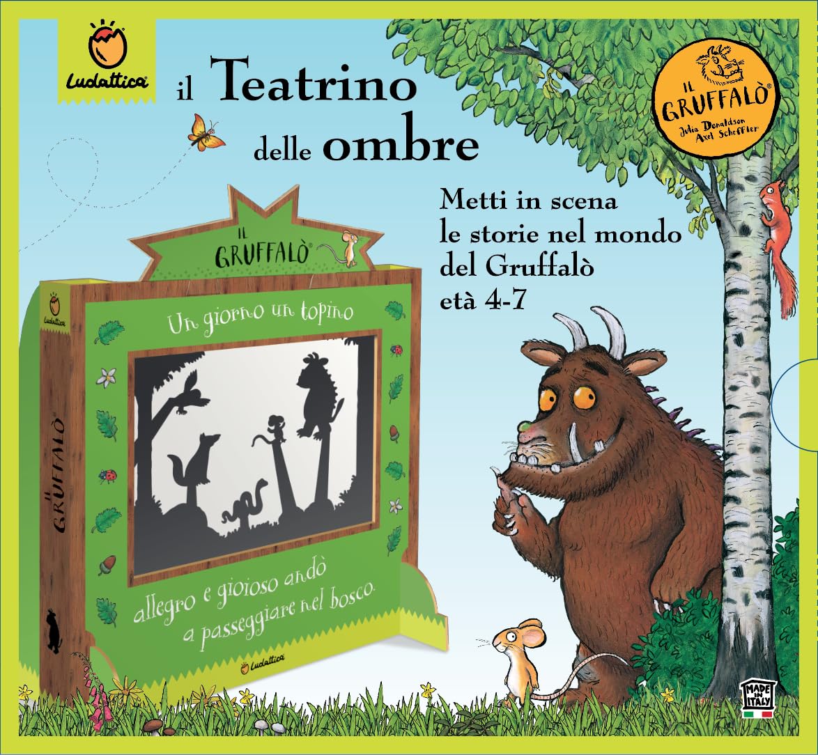 Ludattica Il Teatrino delle Ombre del Gruffalò Teatro delle Ombre per Bambini 3+ | Personaggi e Scenario in Legno | Gioco Creativo ed Educativo | 4-7 Anni | Made in Italy