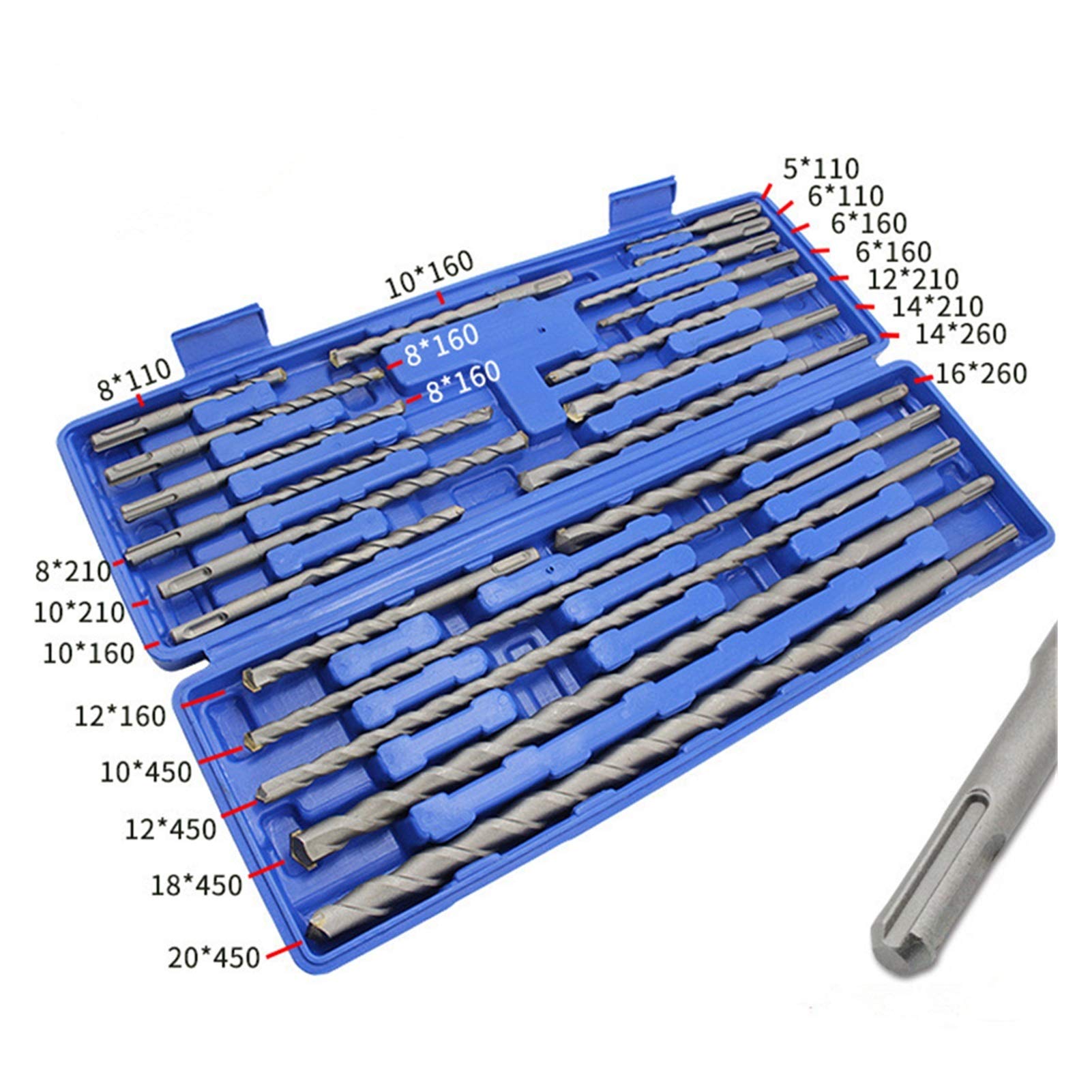 Cutter di fresatura Superficiale 20pcs Tondo stinco a Martello Elettrico Set Bit Set SDS/SDS Plus, utilizzato per la Perforazione del calcestruzzo, Mattone, Pietra
