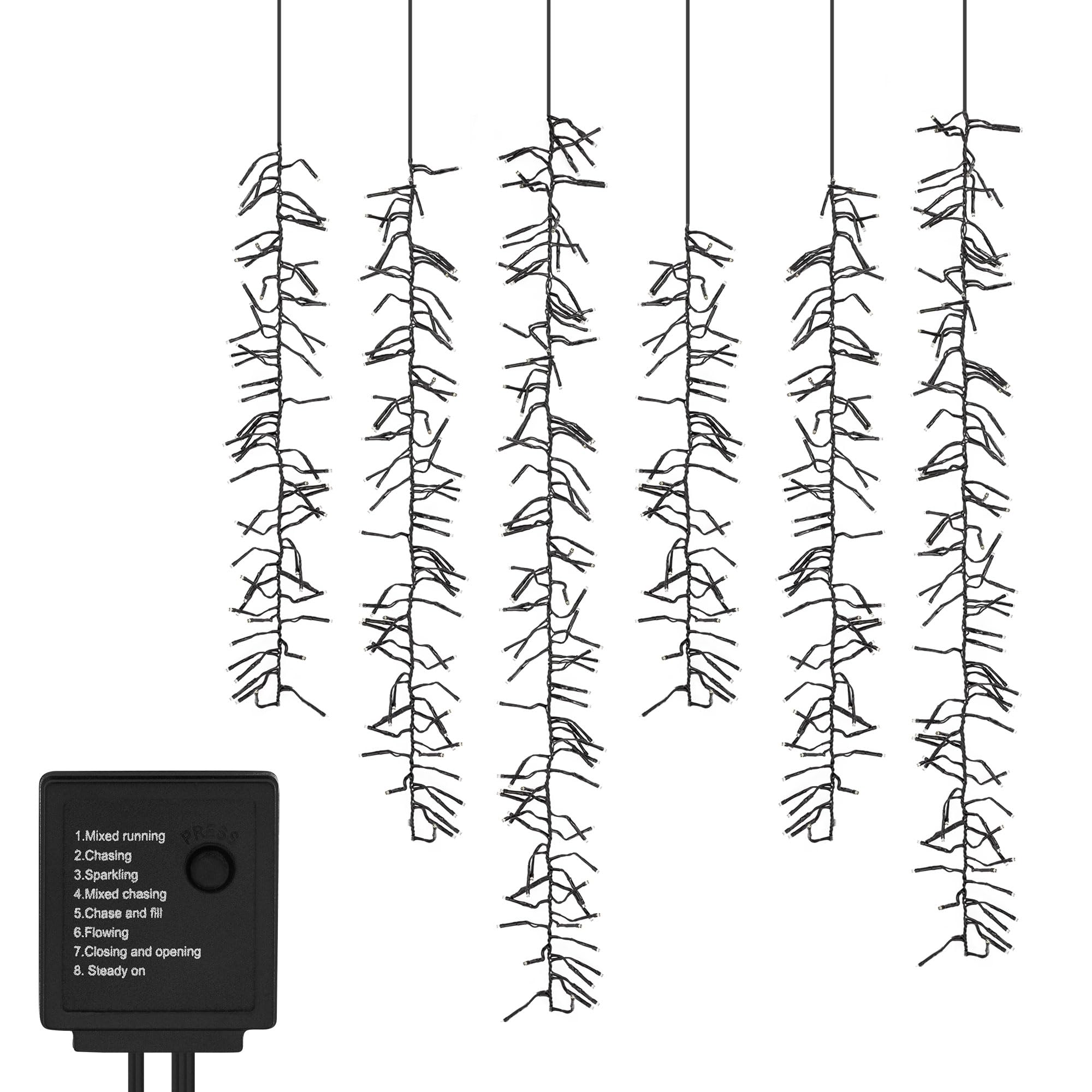 ECD Germany LED Lichtervorhang mit 480 LEDs, Warmweiß, Lichterkette Lichternetz mit 8 Modi und Timer, 6 Strängen, Strombetrieben, Innen- und Außenbereich IP44, Weihnachtsbeleuchtung Eiszapfen Eisregen