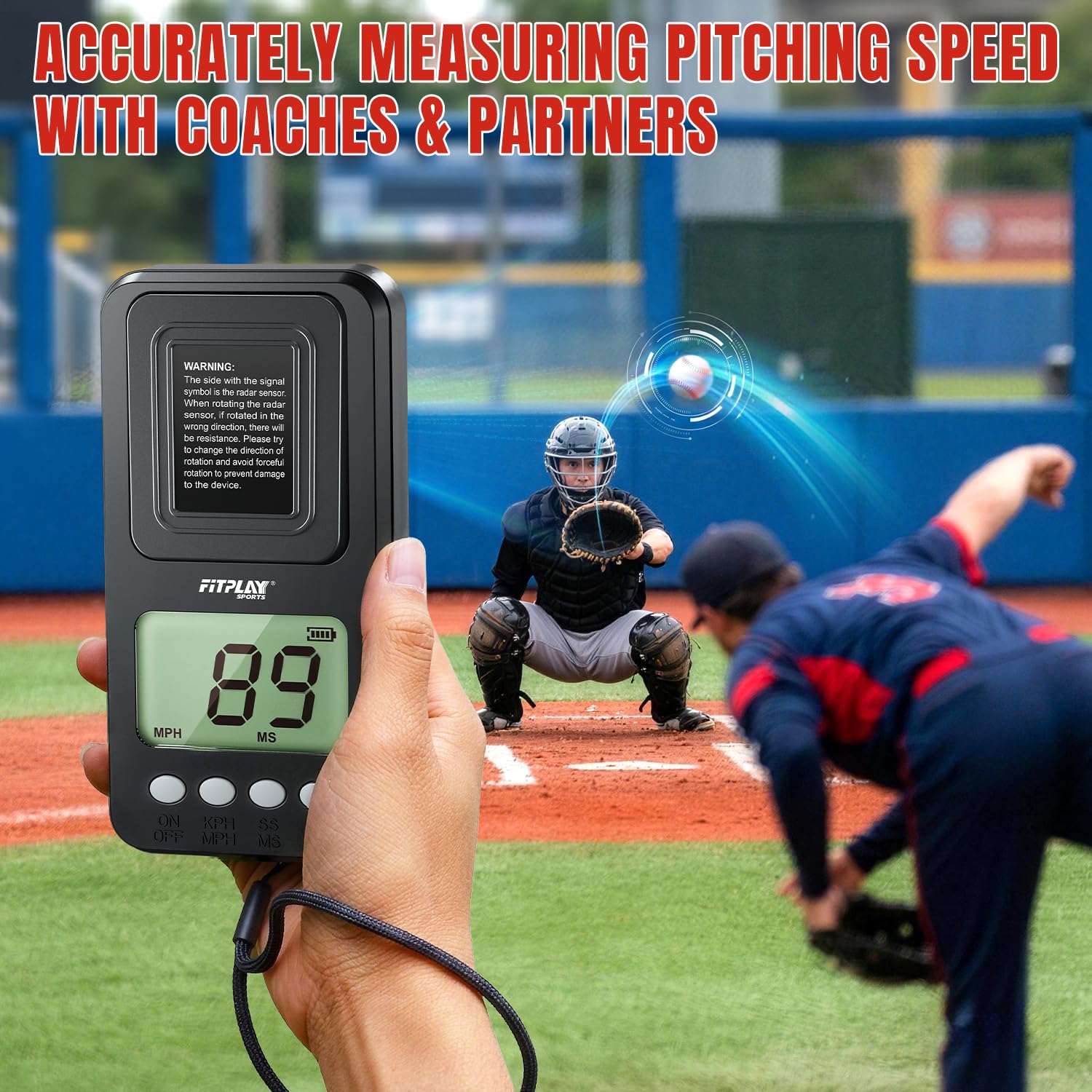 Pistola radar da baseball girevole con treppiede, display LCD trasparente, pistola radar per misurare il pitching/swing, sensori di velocità portatili o a mani libere, attrezzatura da allenamento per