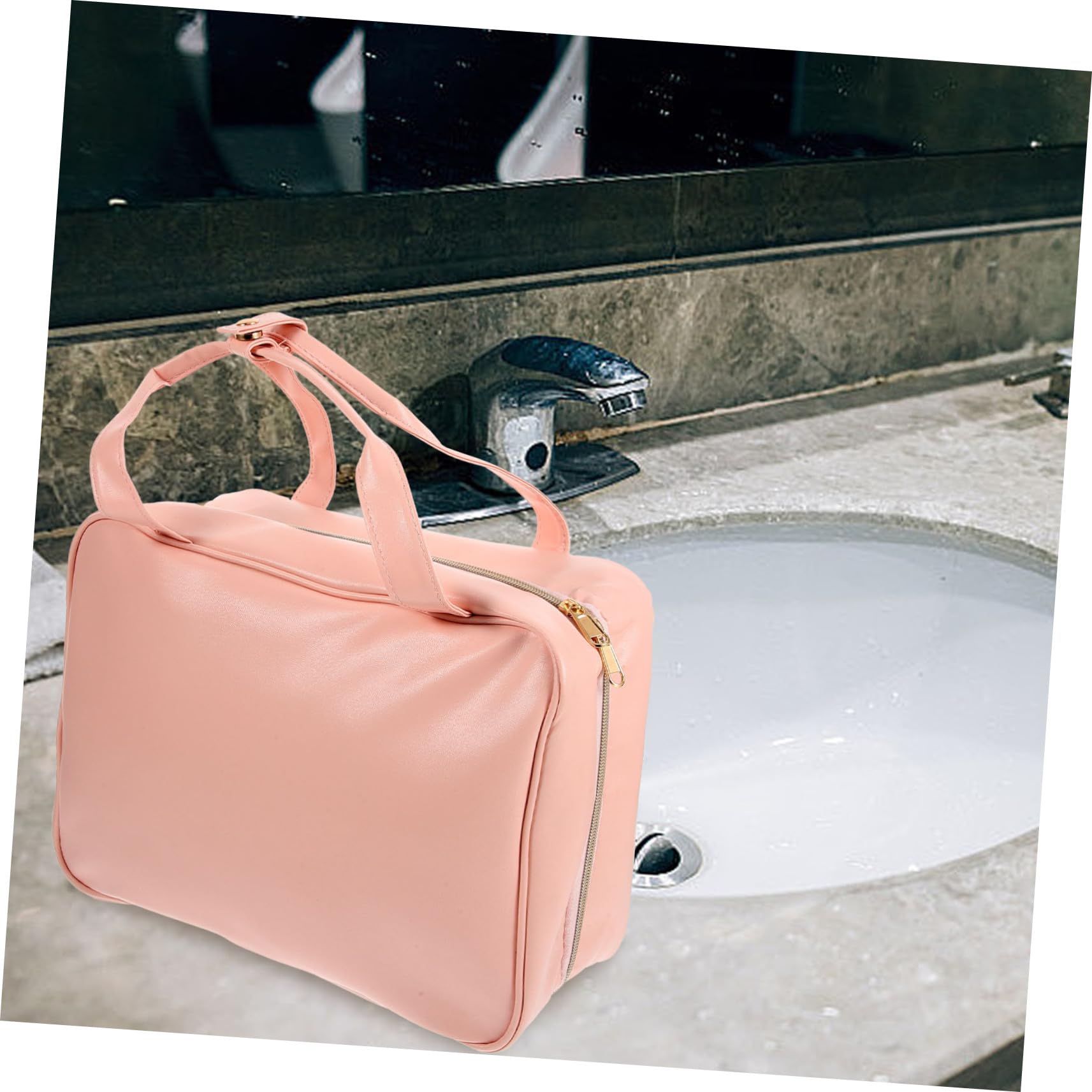 Borsa Per Cosmetici Donna in Similpelle Pu Organizer Da Viaggio Scomparti Multipli Tasche Per Articoli Da Toeletta Beauty Case Portatile Maniglia e Design Appeso Adatto Per Viaggi