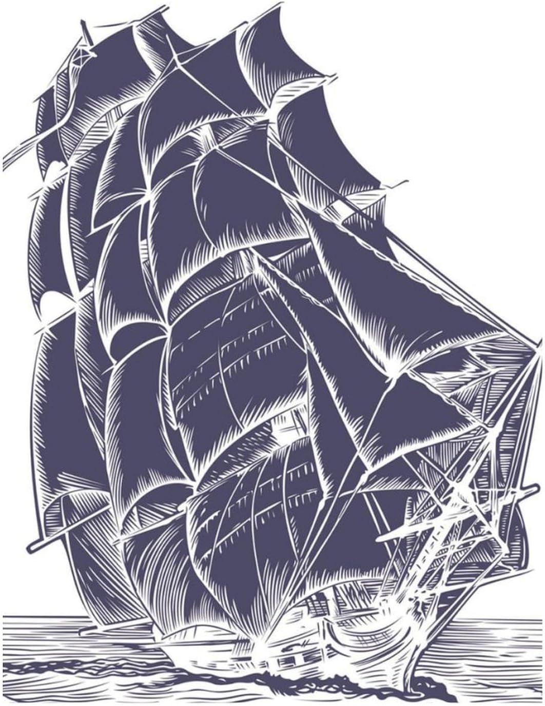 Vintage Sailing Boat Diamond 5D Painting Kits with Frame DIY Full Round Drill Gem Art Crafts for Home Wall Decor 16 X 20in Yellow Wood 40 * 50cm