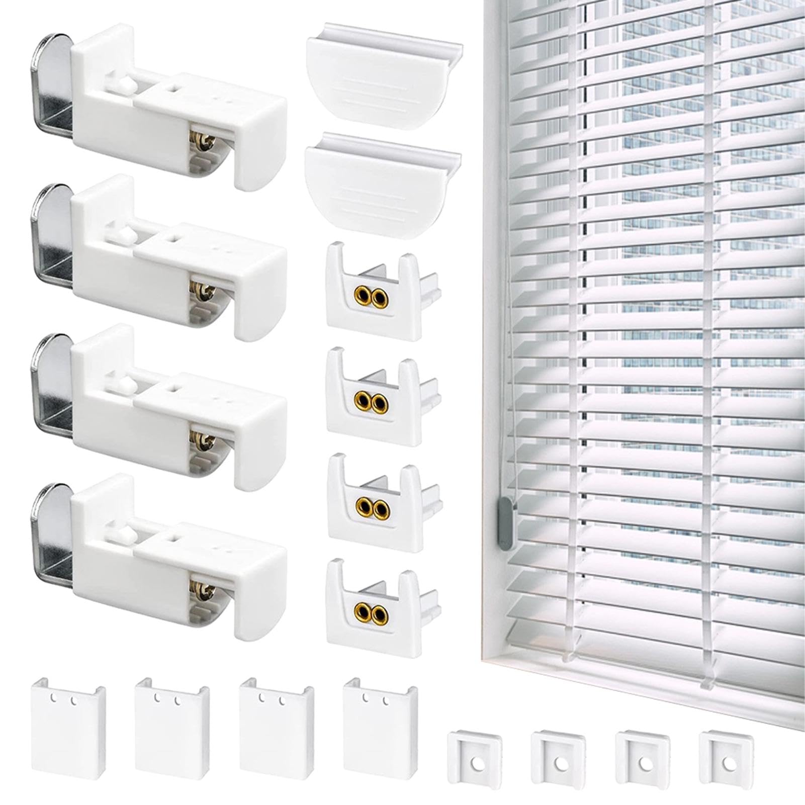 KHIRY 4 Pièces Support De Serrage Fixation Support De Serrage Store Plissé Accessoires Plage De Réglage 20 Mm Pour Duo Store Double Et Plissé Kit Support De Serrage Pour Plissé Blanc