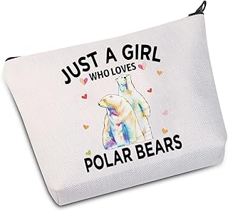 WZMPA Funny Polar Bears Cosmetic Makeup Bag Polar Bears Lover Gift Just A Girl Who Loves Polar Bears Makeup Zipper Pouch Bag For Women Girls, Loves Polar Bears