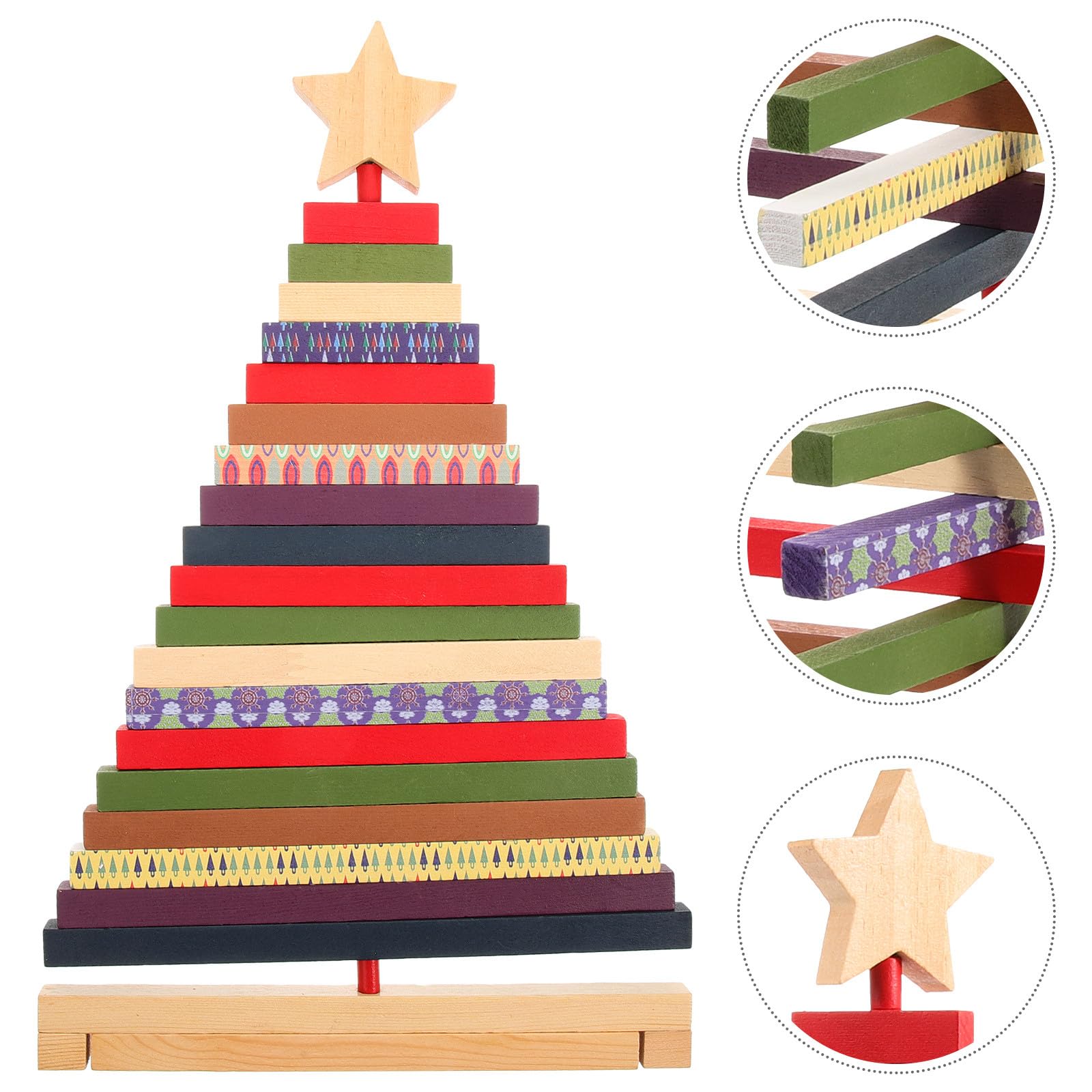 Adorno para Árbol de Navidad de Escritorio Giratorio de Madera, Decoración Navideña de Mesa Grande, Modelo Artesanal para Decoración Festiva Hogareña