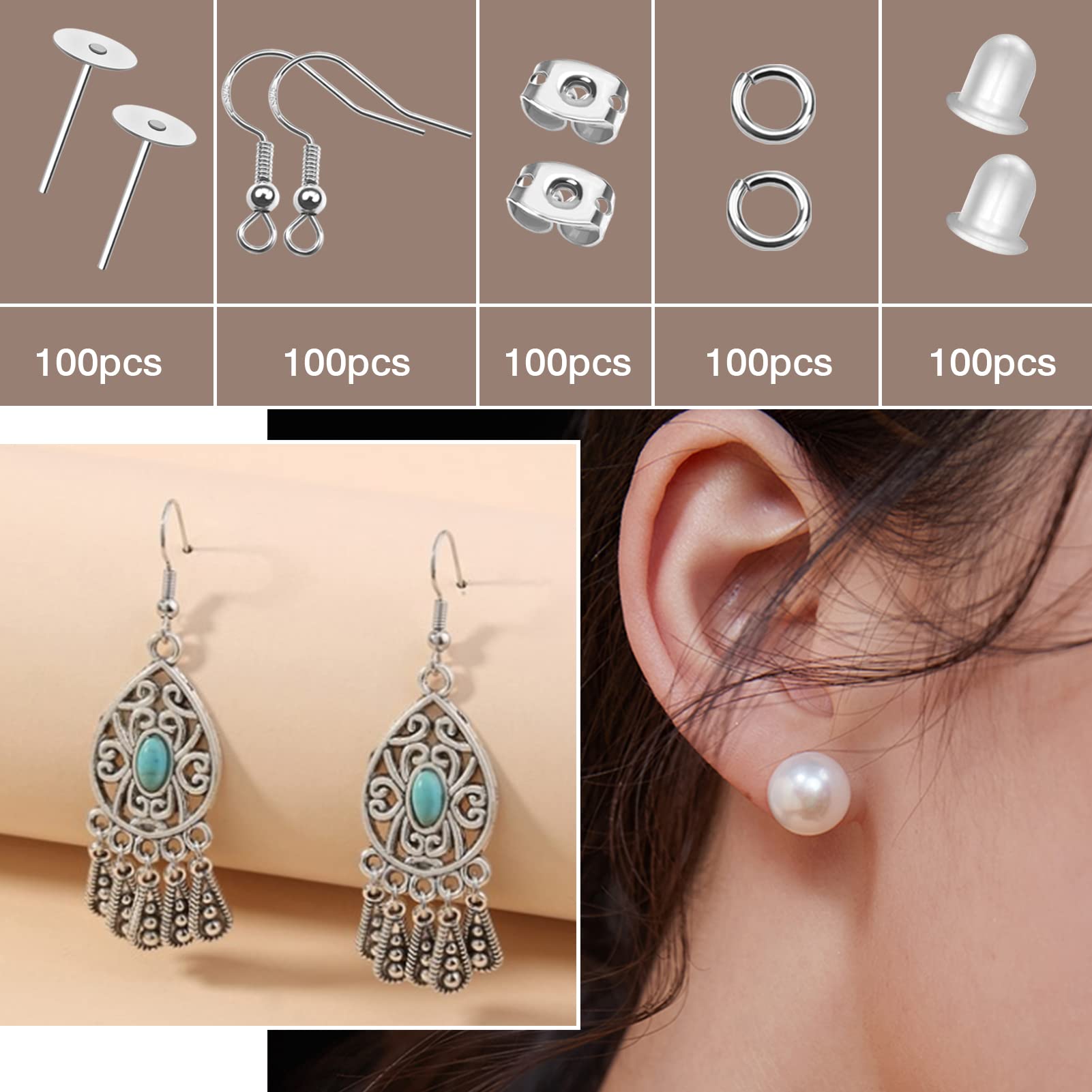 Kit Créatif De 2290 Pièces Pour Boucles D'oreilles – Crochets, Fermoirs, Anneaux (doré Et Argenté)