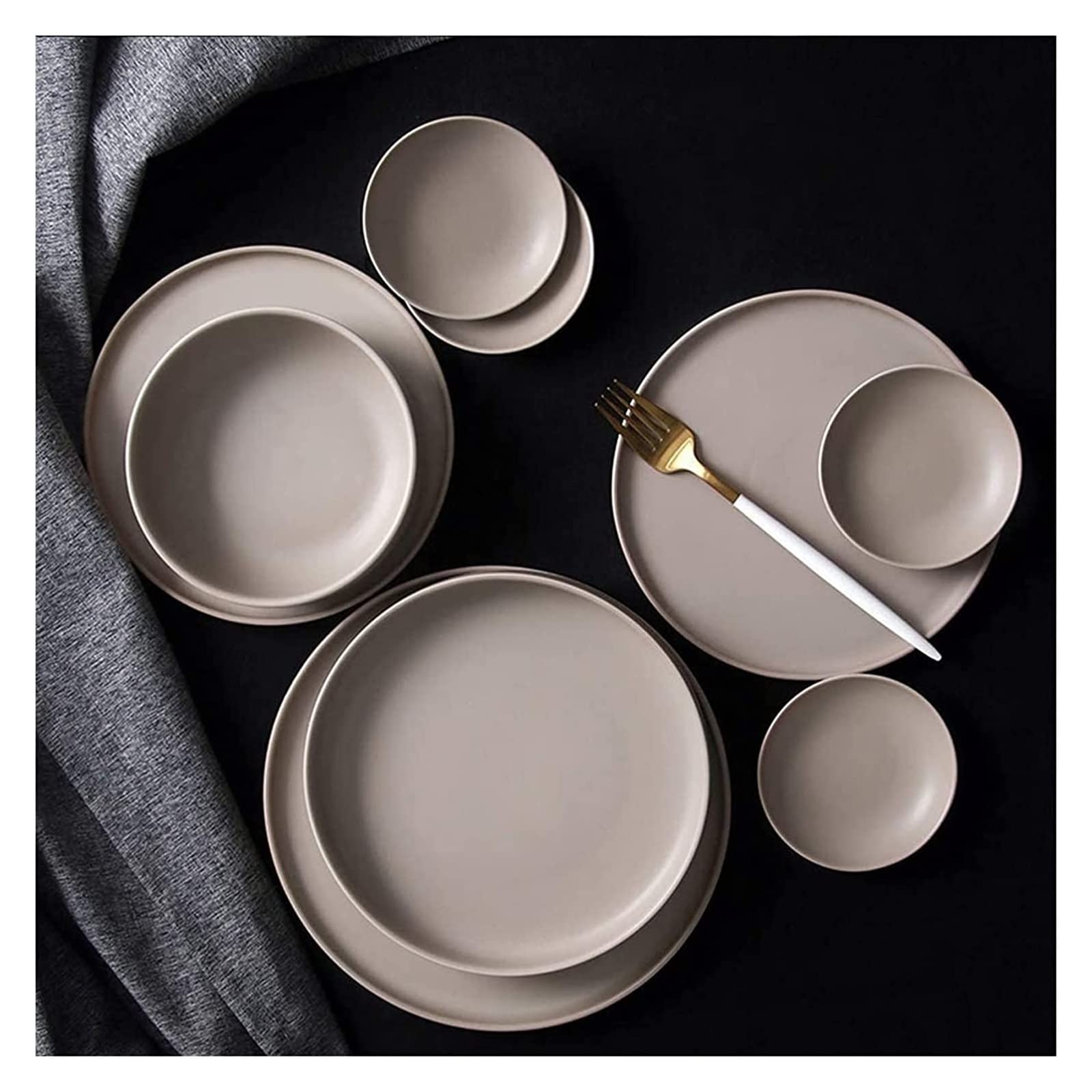 Luksusowy 21-częściowy porcelanowy zestaw zastawy stołowej matowe brązowe ceramiczne talerze i miski elegancka rodzinna zastawa stołowa nadaje się do mycia w zmywarce stylowa zastawa stołowa do domu i