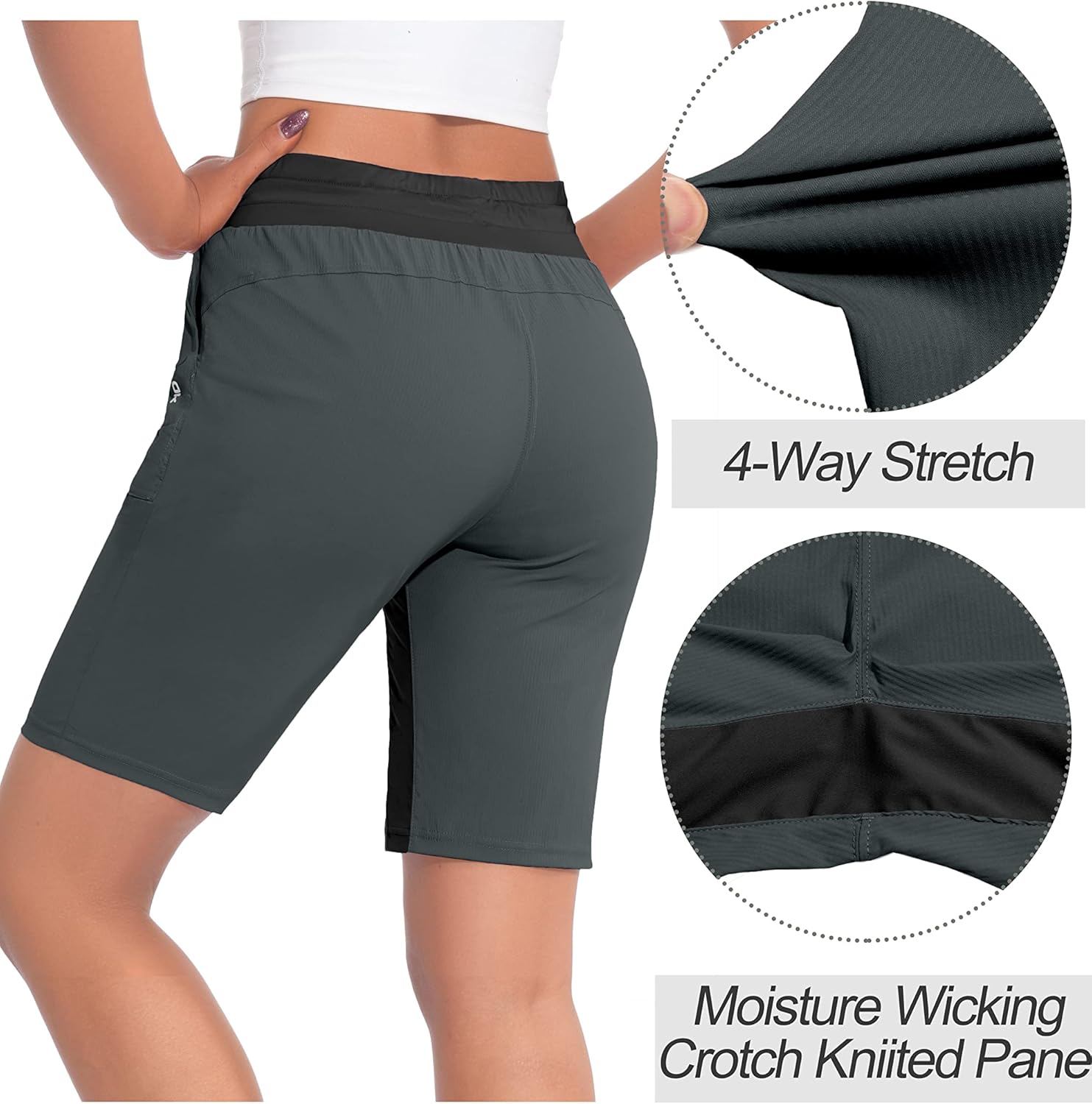 Little Donkey Andy Women's Quick Dry Hiking Bermuda Shorts, Stretch Golf Shorts, Elastic Waist with Drawstring