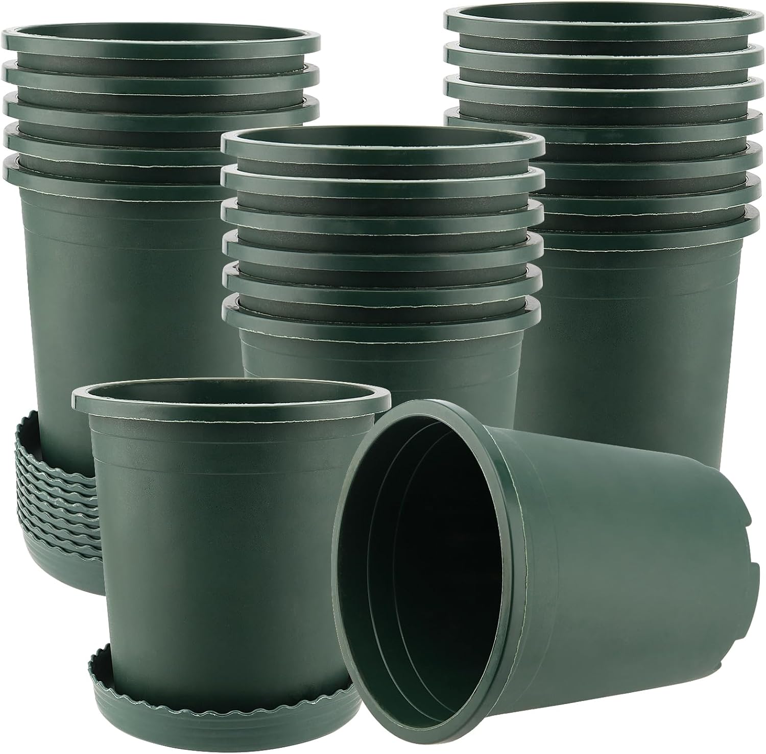 HEIHAK 20 Pack 1 Gallon Nursery Pots Bulk, Plastic Gallon Pots with Tray and