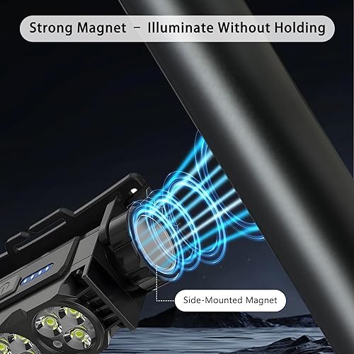 Miniatura 3 de Paquete de 2 faros LED recargables  Faro magnético súper brillante con carga rápida tipo C, impermeable, potencia en tiempo real, ligero, haz