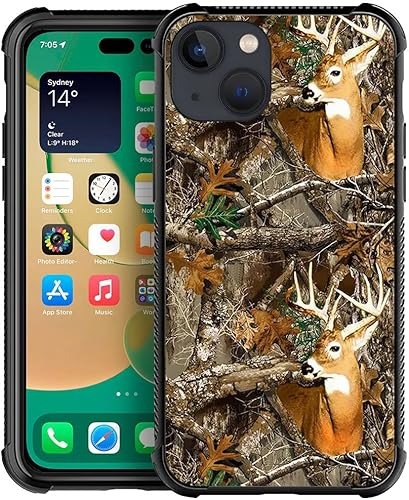 YiXinBB Compatible con iPhone 13 Mini, diseño de camuflaje de ciervo de árbol, resistente a los arañazos y a los golpes, funda protectora de TPU