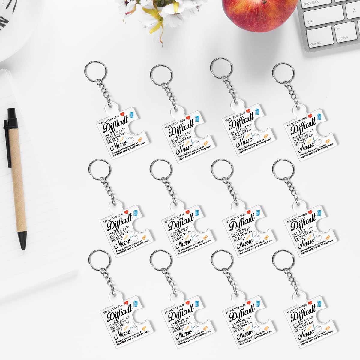 Nurse Gifts for Women, 12 Pcs Nurse Keychain Nurses Week Gifts Bulk for Nursing Student Practitioner Nursing Graduation Gift Nurses Appreciation Presents Acrylic Puzzle Piece Keychains - Image 6