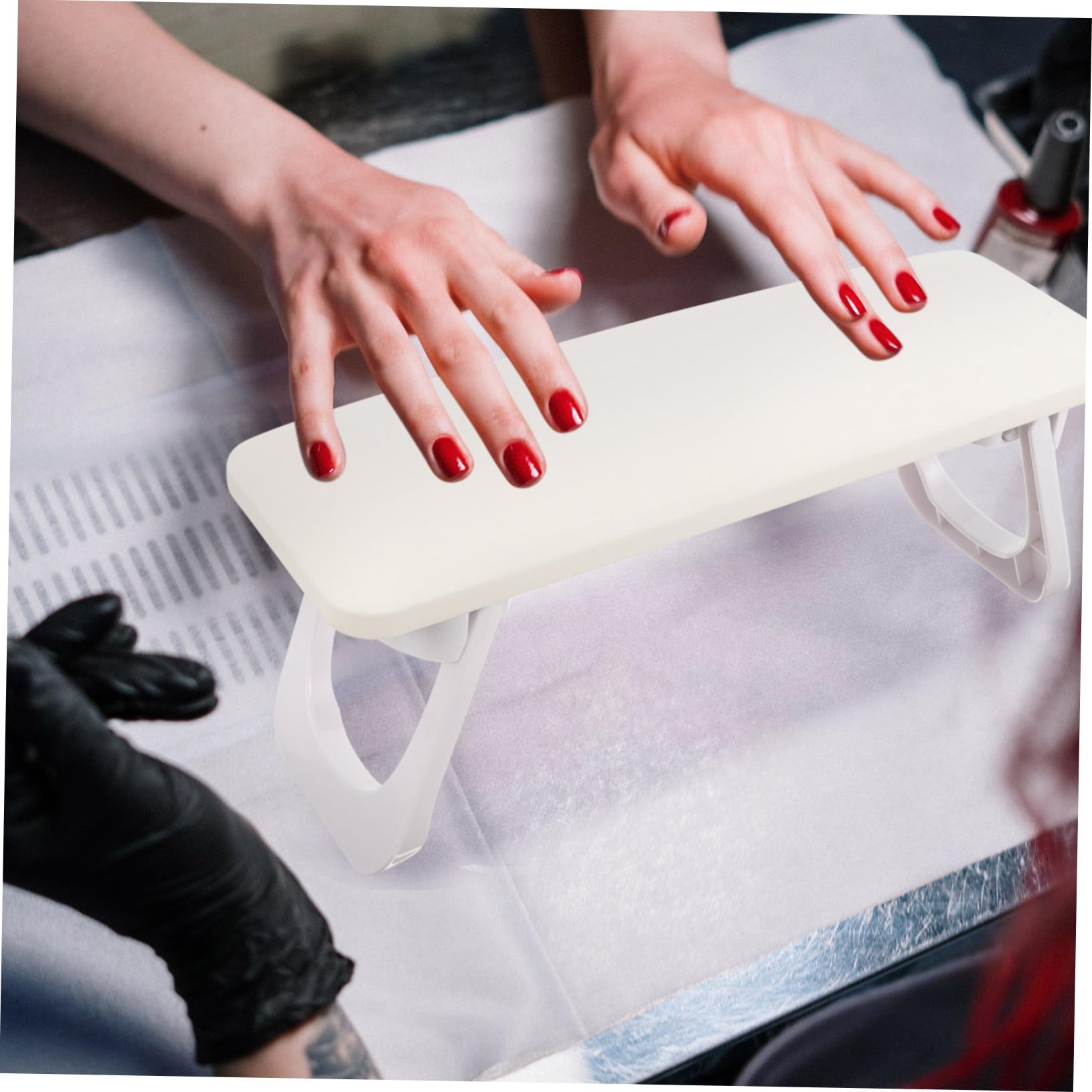Poggiamani per Unghie in Plastica Bianca Leggera Cuscino Pratico per Manicure Professionale e Uso Domestico, per Saloni di Bellezza