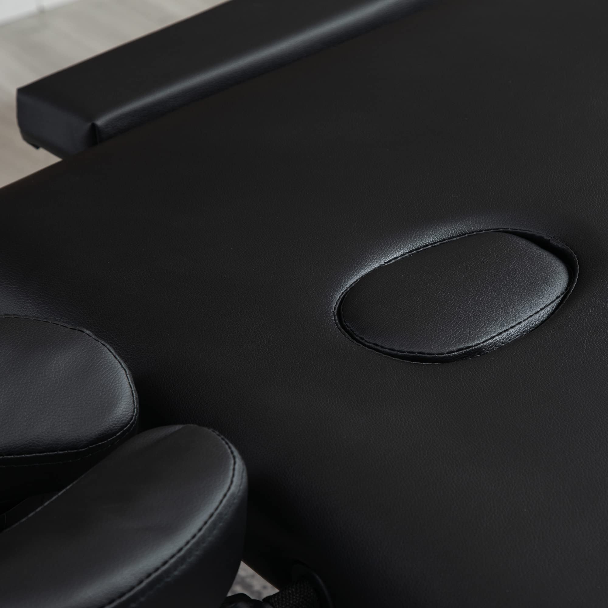 HOMCOM Table de Massage Pliante cosmétique lit de Massage Portable Charge Max. 225 Kg Hauteur réglable Cadre en Alliage d'aluminium Noir