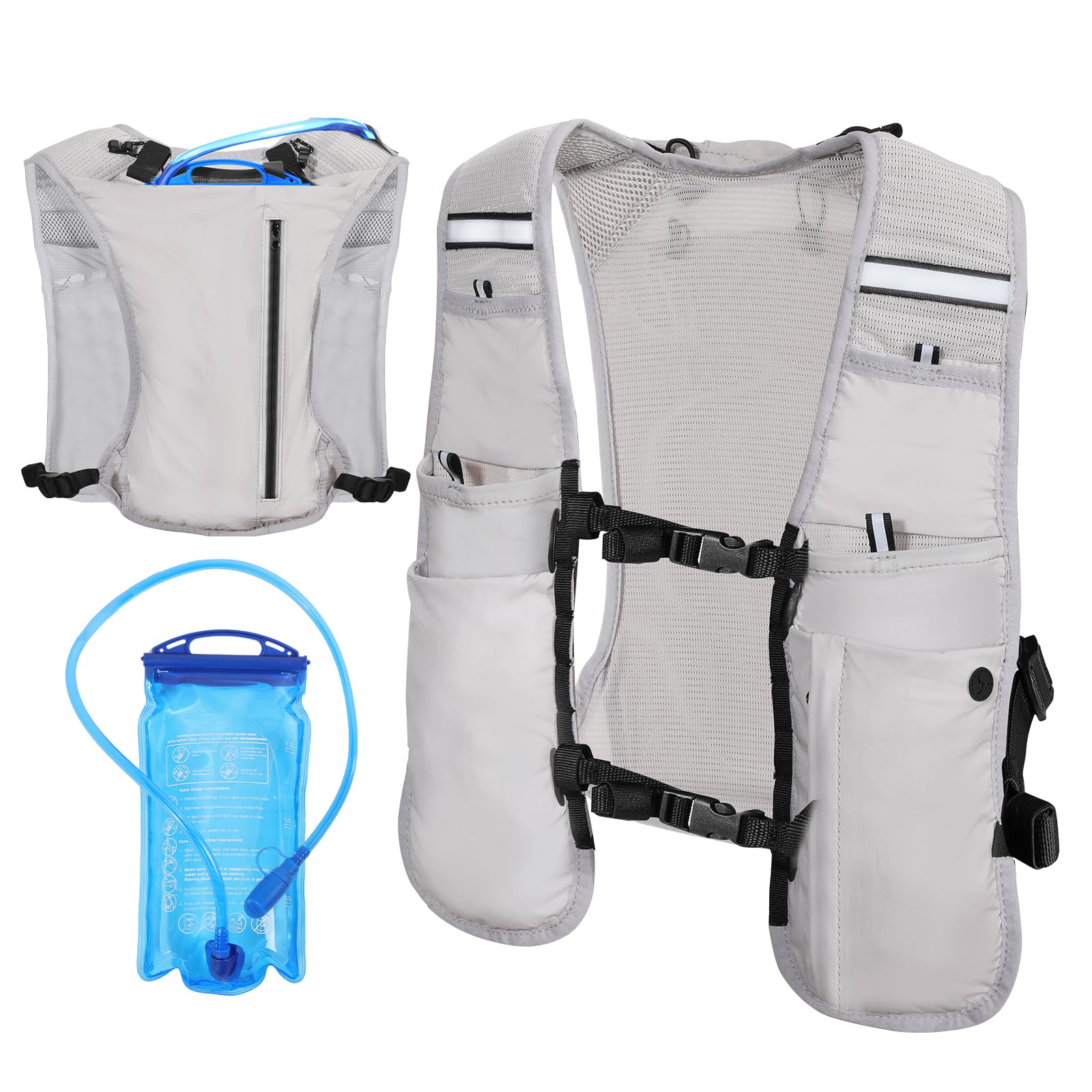 MoKo Running Hydration Vest, zaino da corsa leggero con vescica d'acqua da 1,5L, zaino da corsa traspirante regolabile