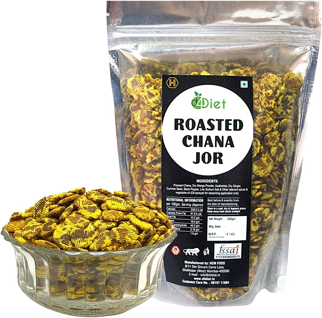 D4Diet Roasted Chana Jor, 1kg / Soft Textured, Protein Rich, Gluten Free, Vegan snack/Healthy Namkeen/Roasted Namkeen
