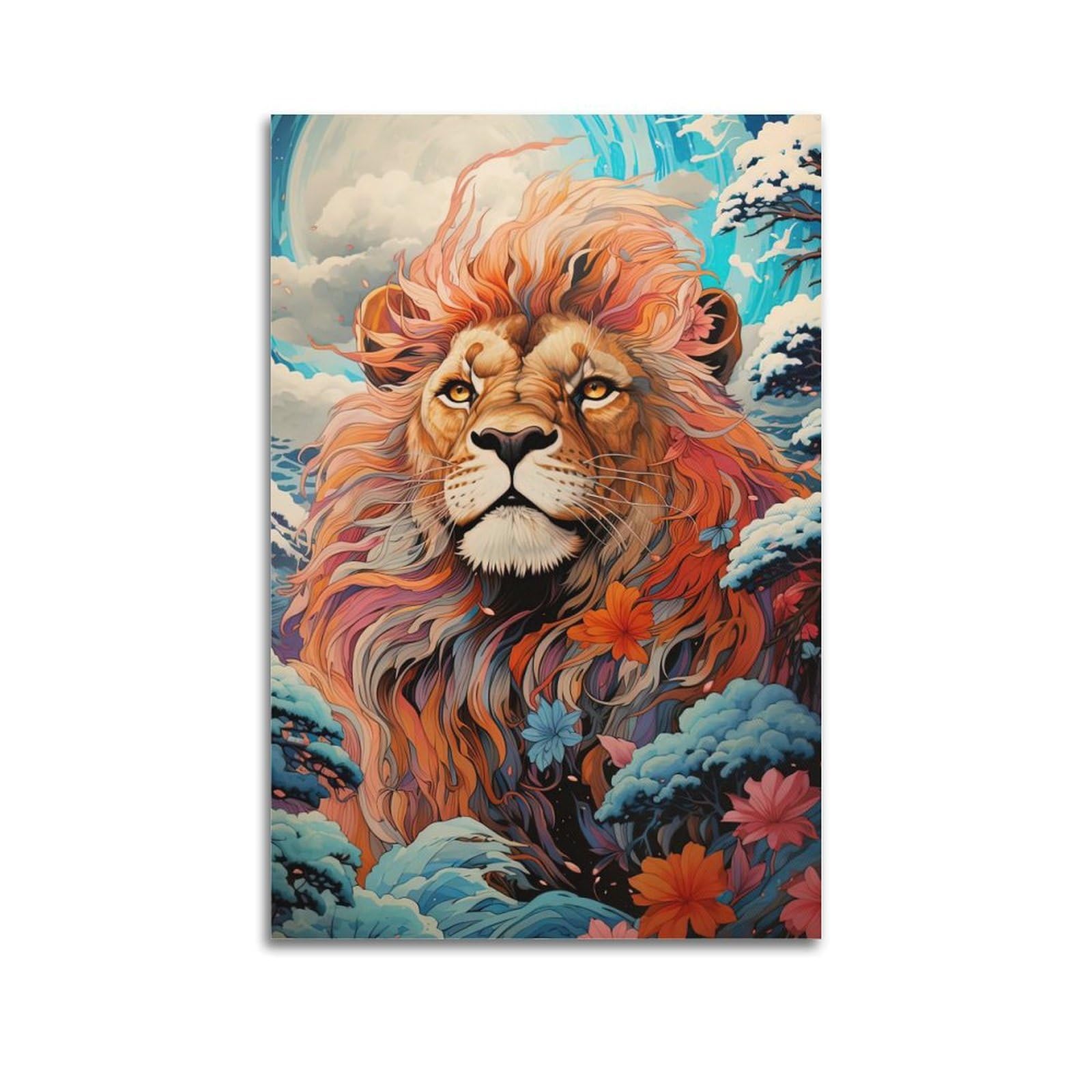 WPHSFX Wildlife Artwork Poster Lion in The Surf Poster Decorative Painting Canvas Wall Posters And Art Picture Print Modern Family Bedroom Decor Posters 12x18inch(30x45cm)