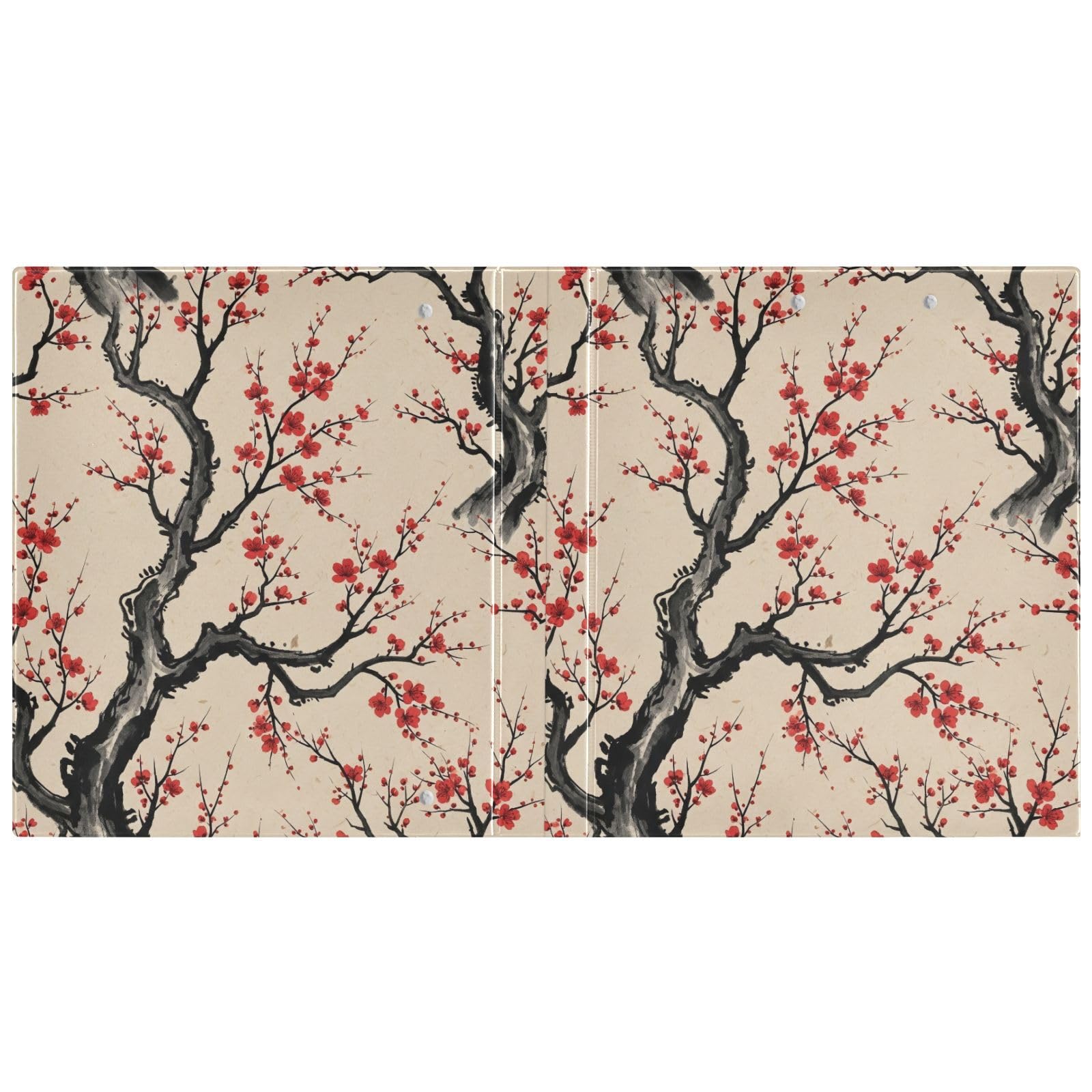 Elegant Black Tree - Carpeta de tres anillos beige de 3,8 cm, carpeta de anillos en D, paquete de 2 | Con portapapeles y bolsillos, para escuela, universidad, oficina