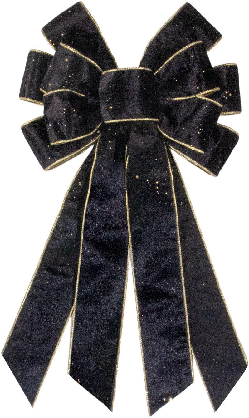 Large Christmas Bows for Wreath, Navy Blue Velvet Wreath Bow Winter Holiday Tree Topper Bows Ornaments for Front Door New Year Christmas Party Decoration Supplies