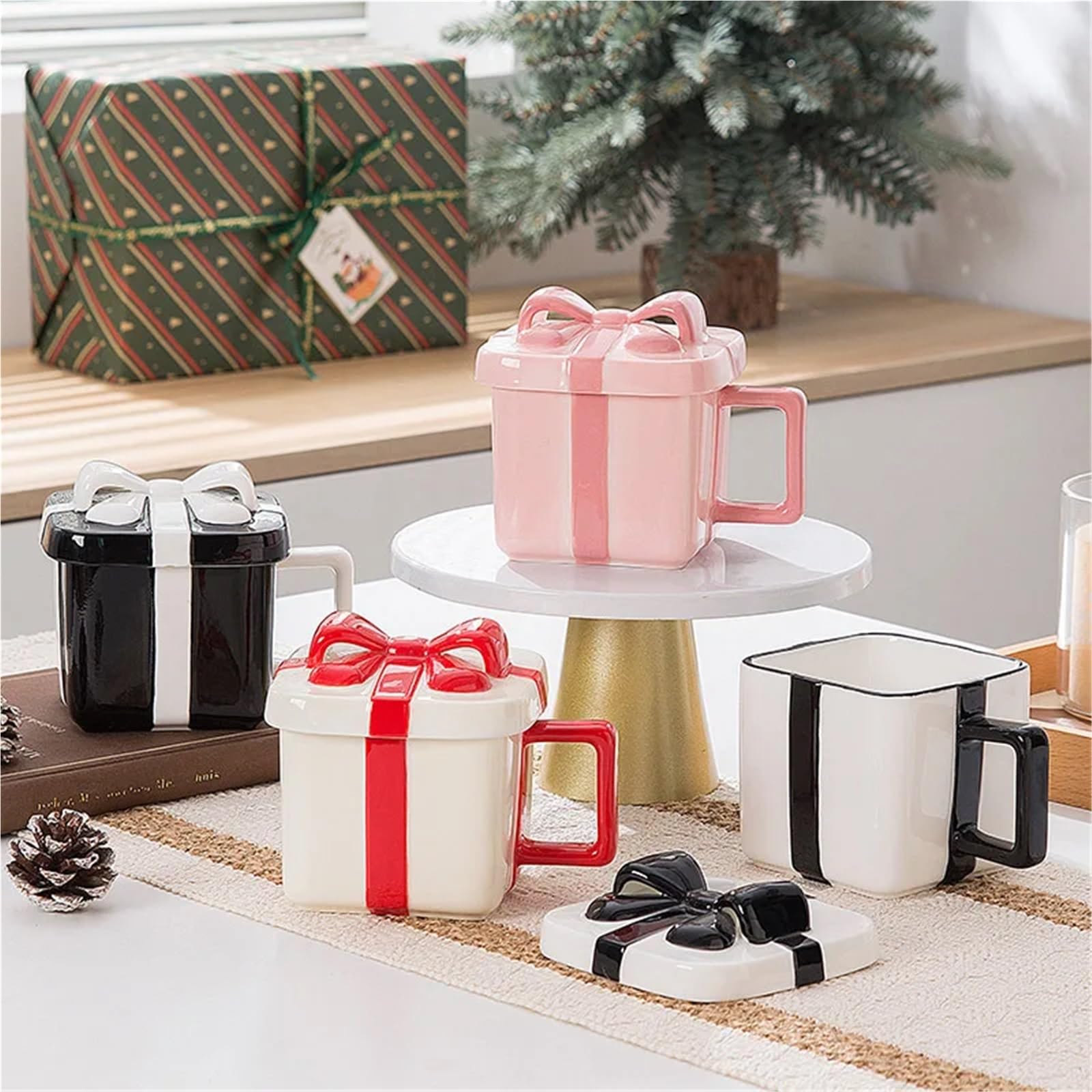 2 uds Taza de Café Cerámica desayuno leche taza avena agua caliente oficina con tapa café pareja Para Boda(White)