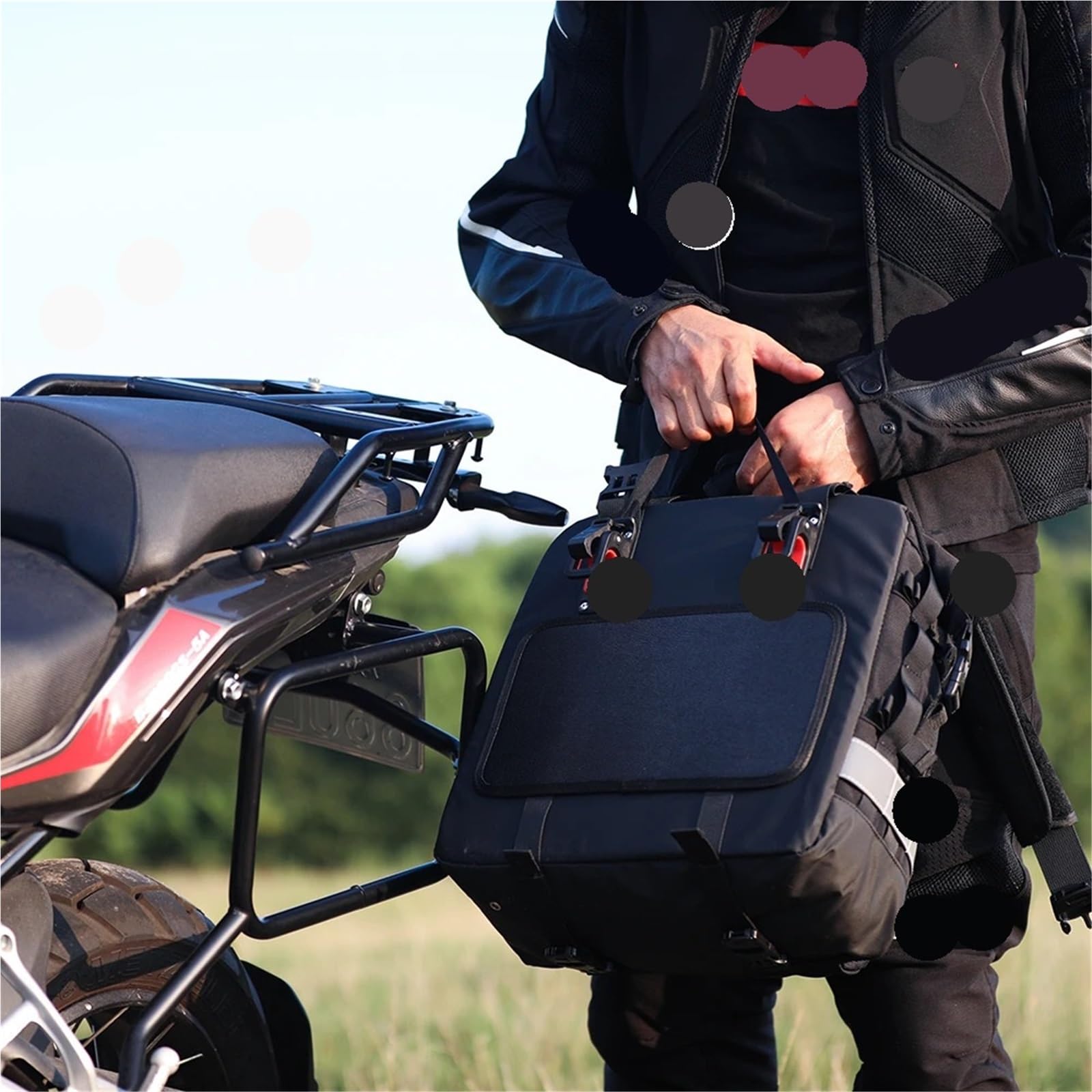 Bagaż motocyklowy torba Torba motocyklowa, sakwa motocyklowa, uniwersalna, wodoodporna, wyjmowana, wewnętrzna, bagażowa Tylny bagażnik Torba(20LBlack-1pc)