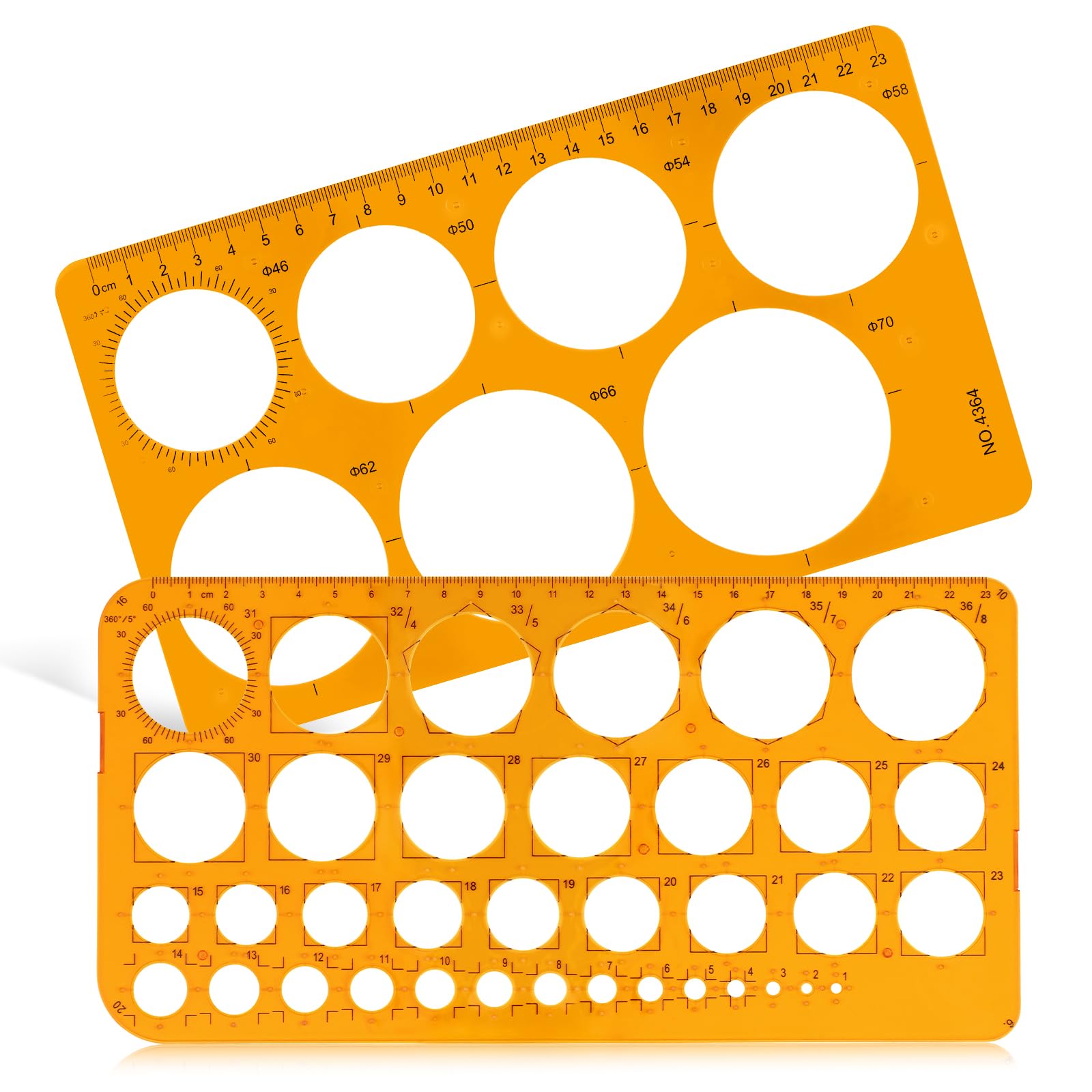 Namner Circle Stencil Set of 2 (Large & Small) Transparent Orange, Circle Template for Drawing, Quilling Template, Circle Drawing Tool for School, Office & Crafts