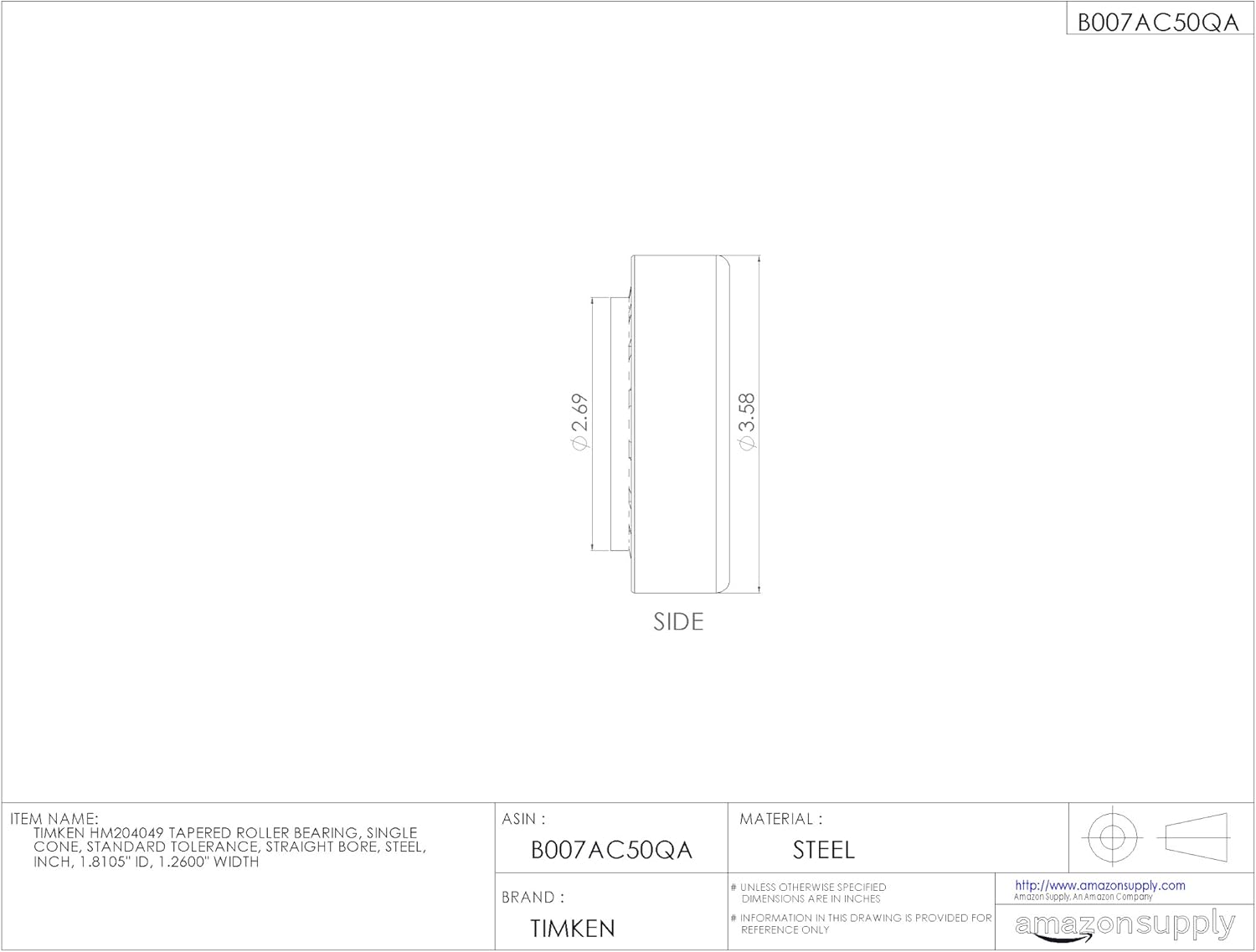 Timken Tapered Roller Bearing Cone - HM204049