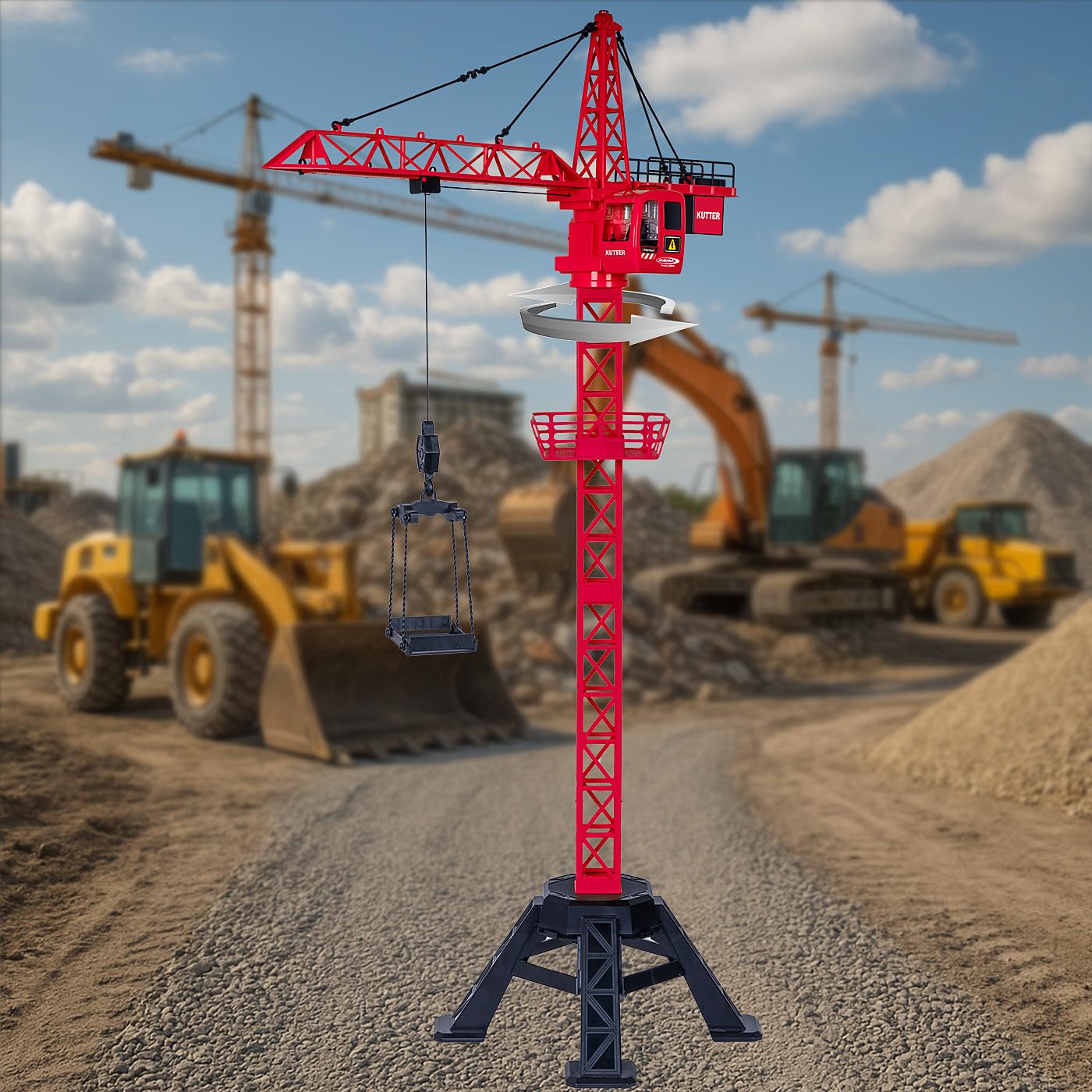 JAMARA 406321 Grúa giratoria XL 99 IR, grúa a Partir de 6 años, Juguete para niños teledirigido con Mando a Distancia, Idea de Regalo para niños, Gancho de Carga Arriba/Abajo, Giro sin Fin de Torre